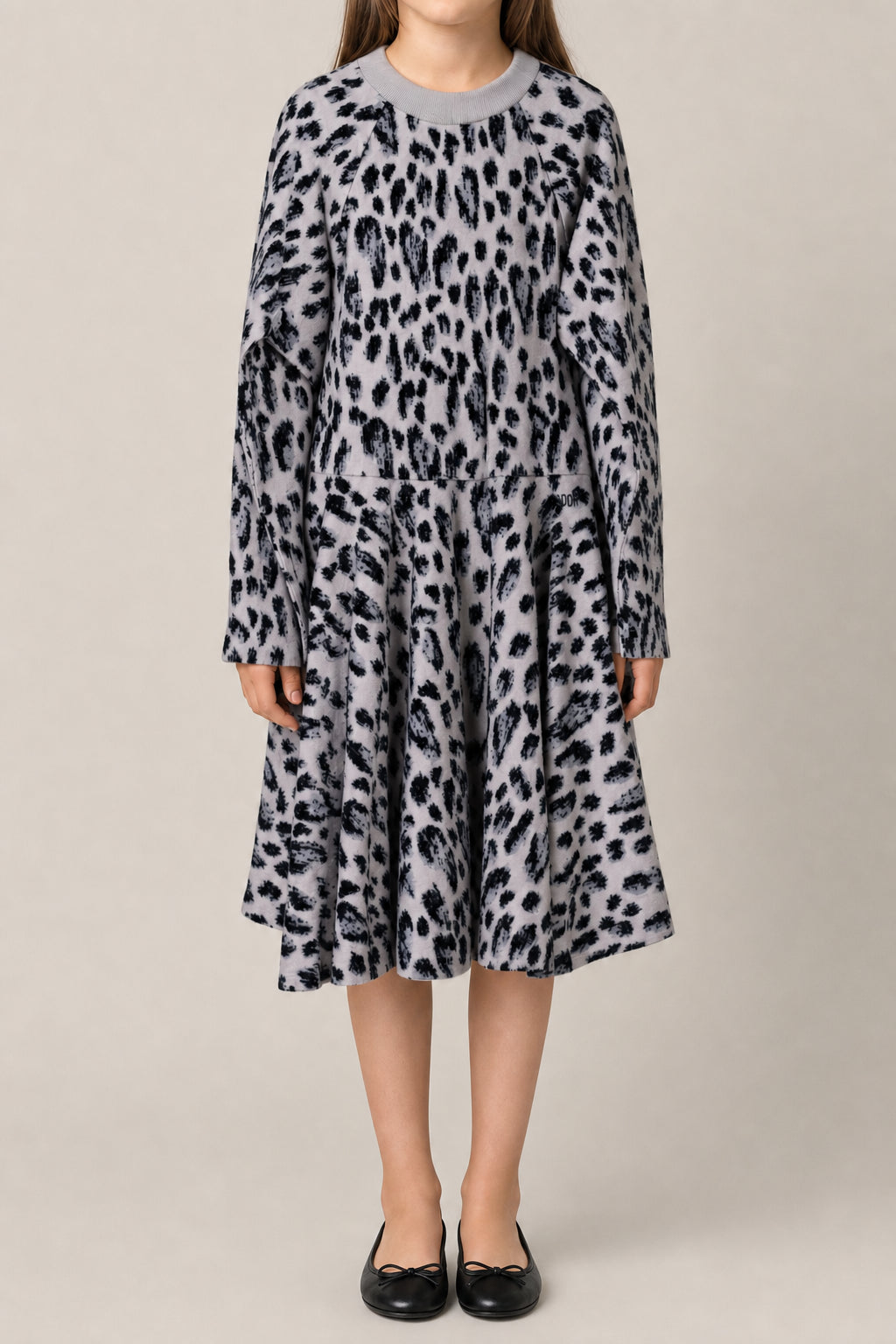 DIOR KIDS'S GREY WOOL PATTERNED DRESS