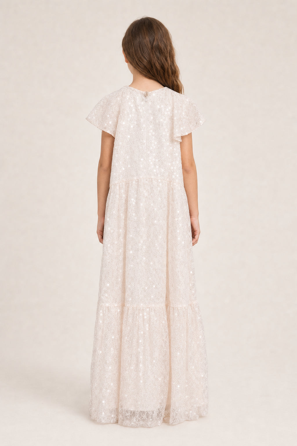 DIOR KIDS'S OFF WHITE SEQUIN DRESS