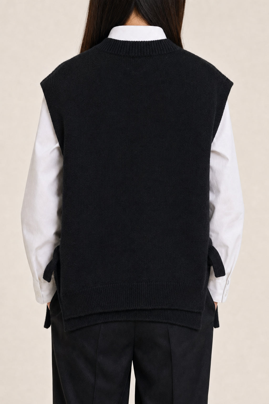 DIOR KIDS'S BLACK WOOL SLEEVELESS SWEATER