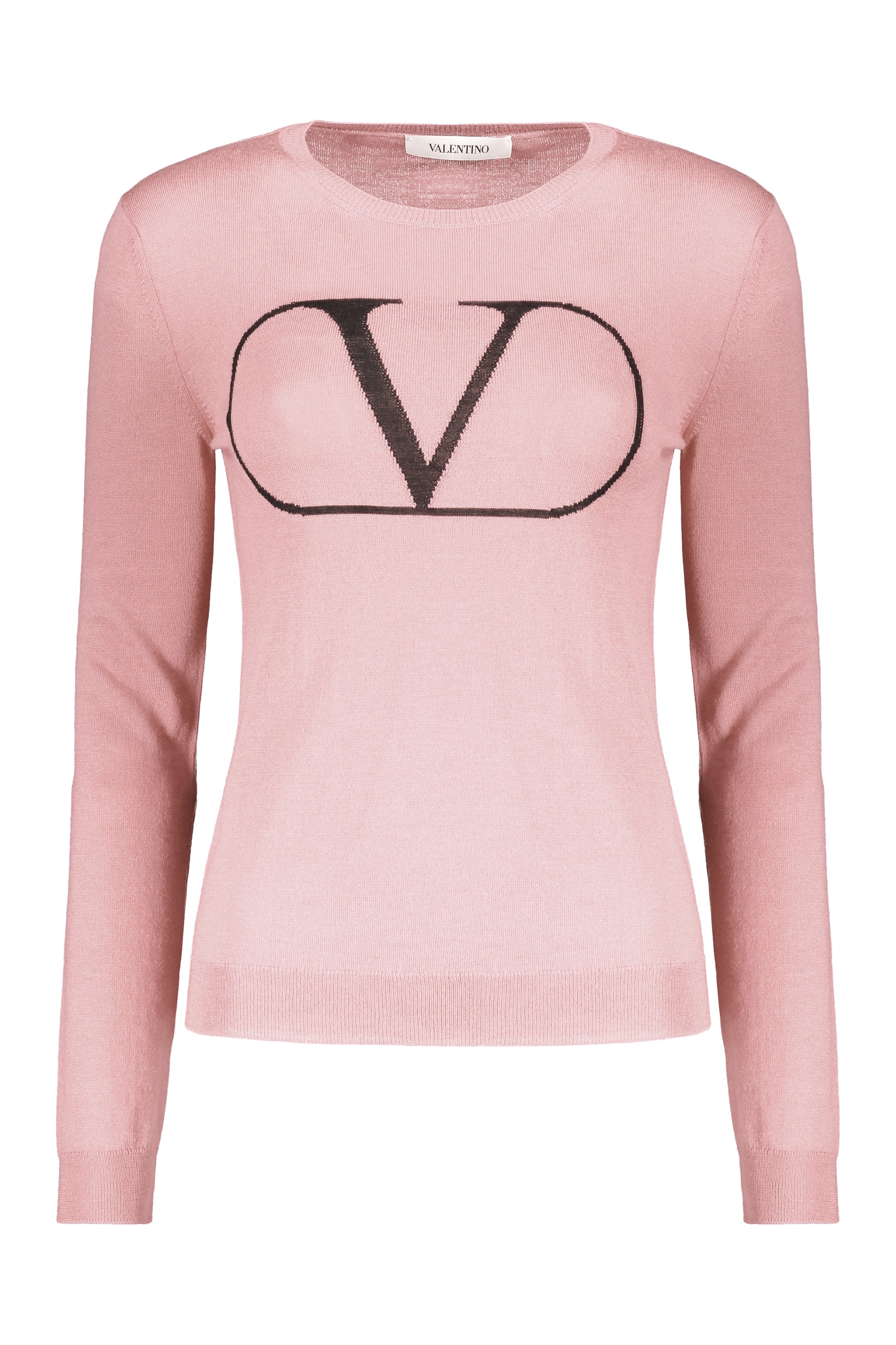 VALENTINO WOMEN'S PINK WOOL CREWNECK SWEATER