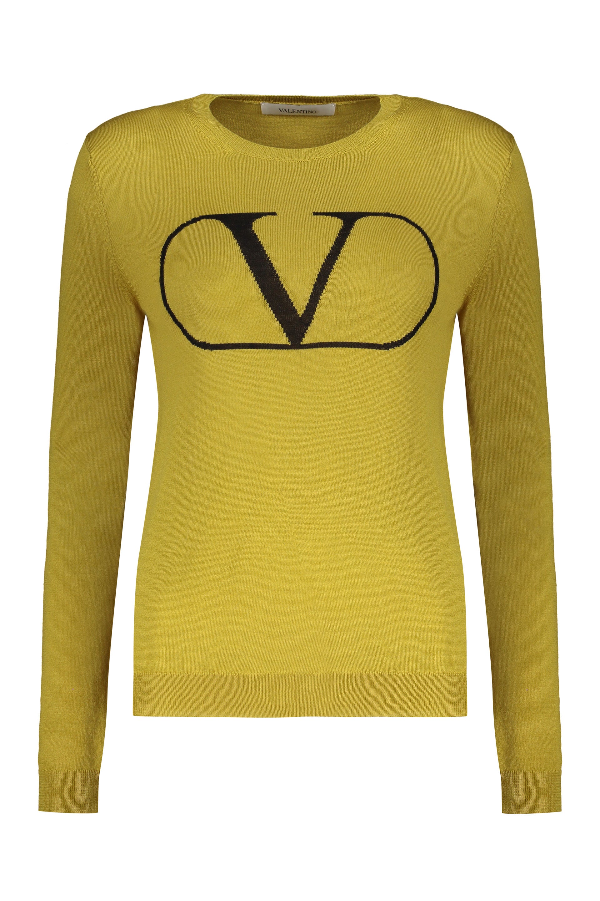 VALENTINO WOMEN'S YELLOW WOOL CREWNECK SWEATER