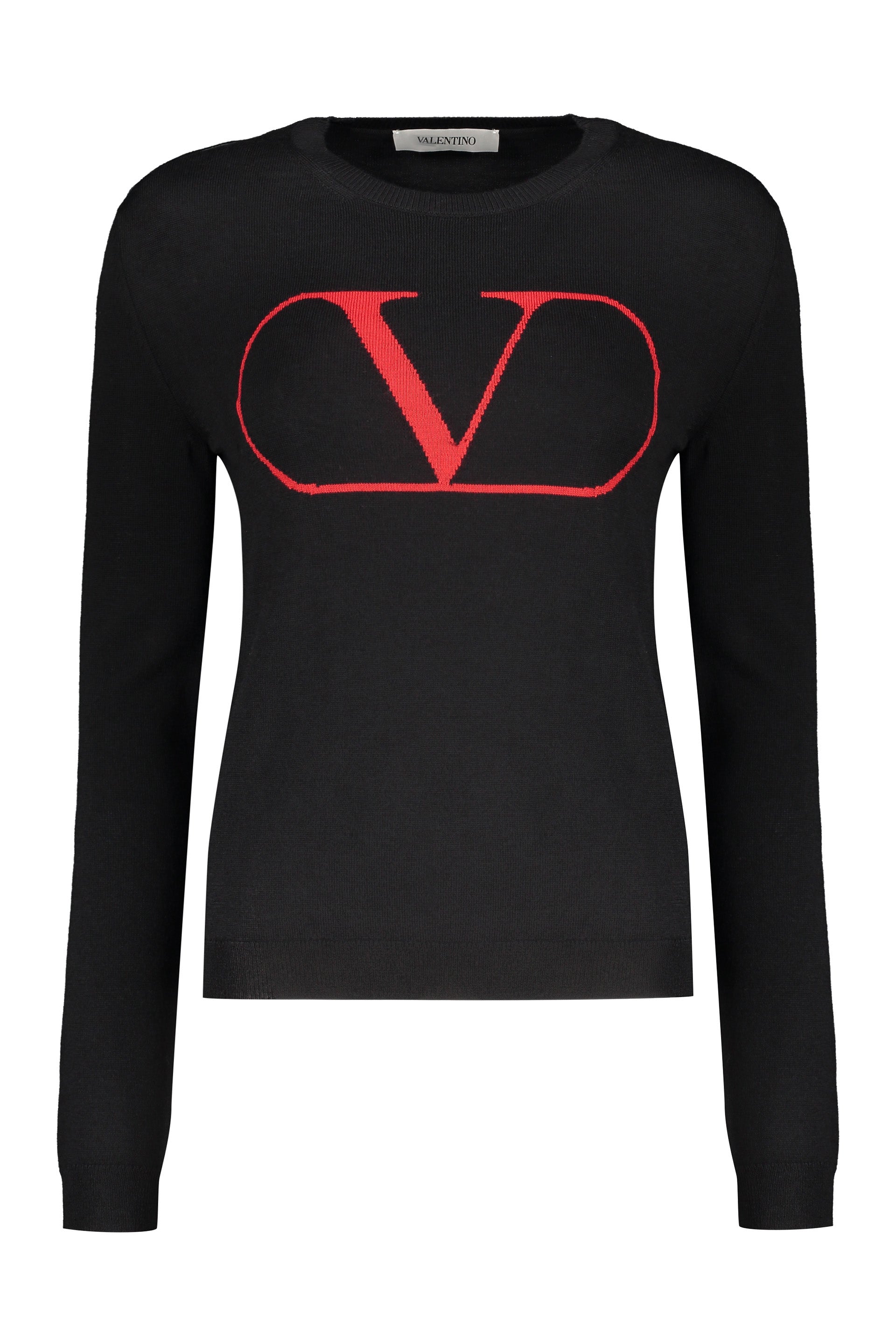 VALENTINO WOMEN'S BLACK WOOL CREWNECK SWEATER