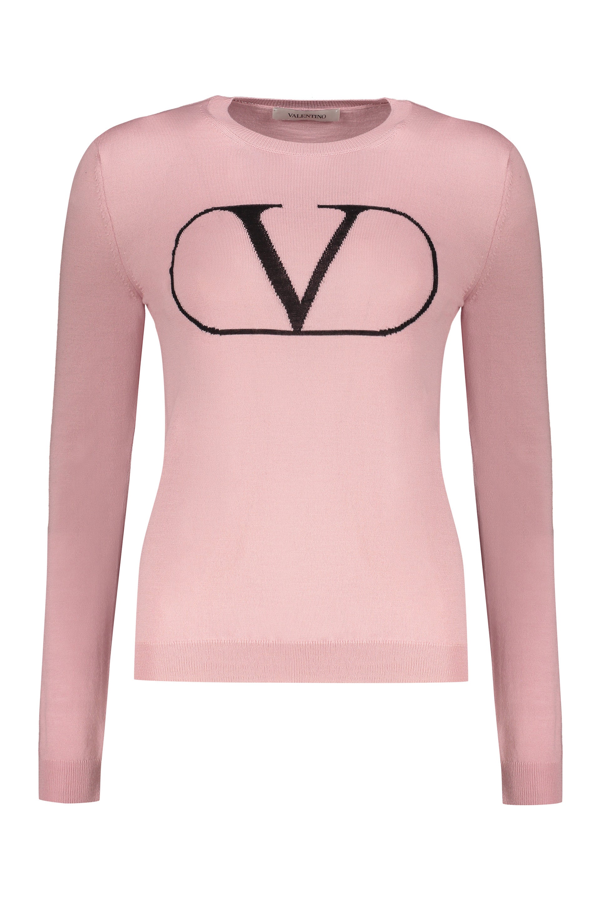 VALENTINO WOMEN'S PINK WOOL CREWNECK SWEATER
