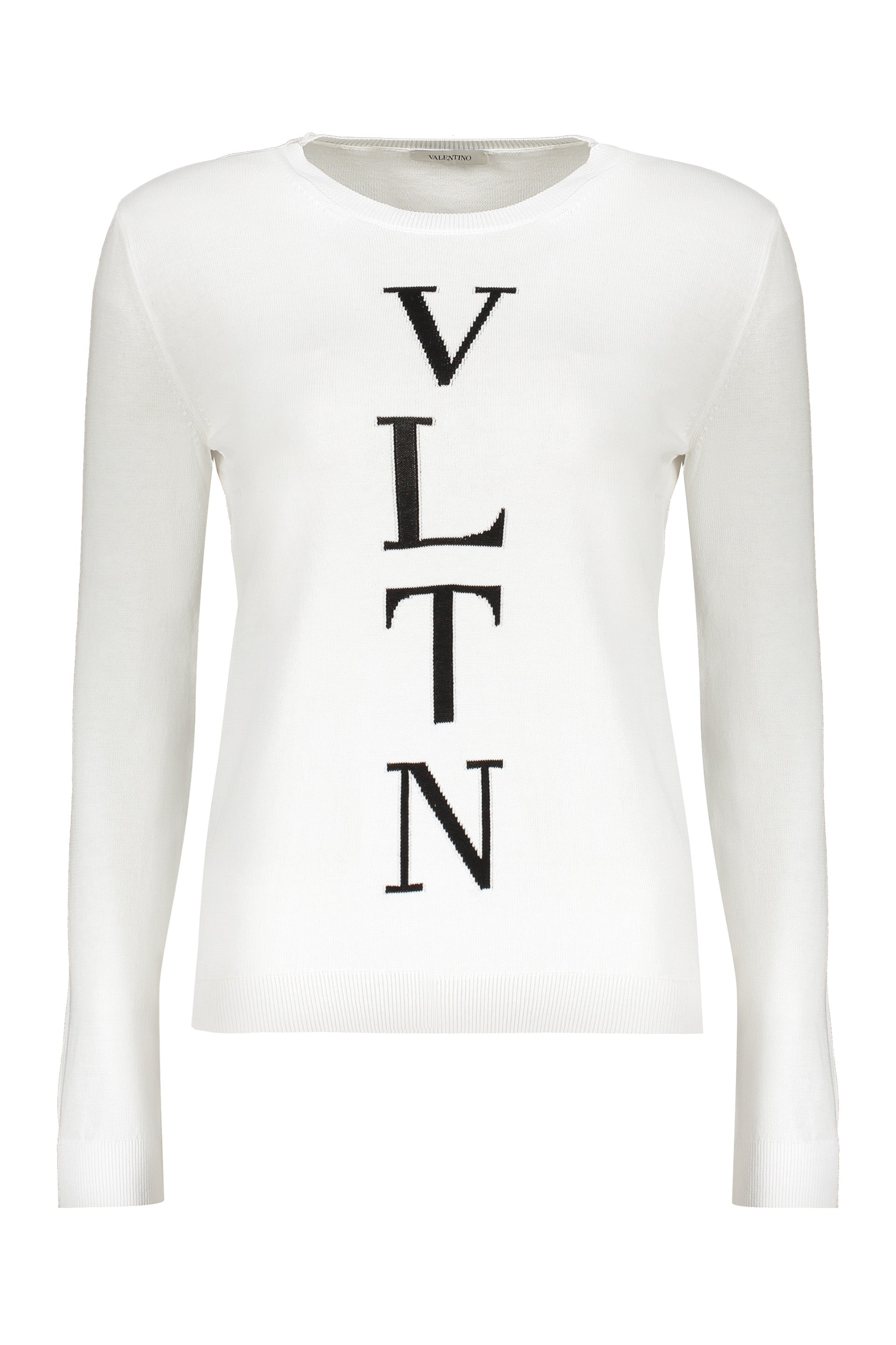 VALENTINO WOMEN'S WHITE COTTON LOGO SWEATER