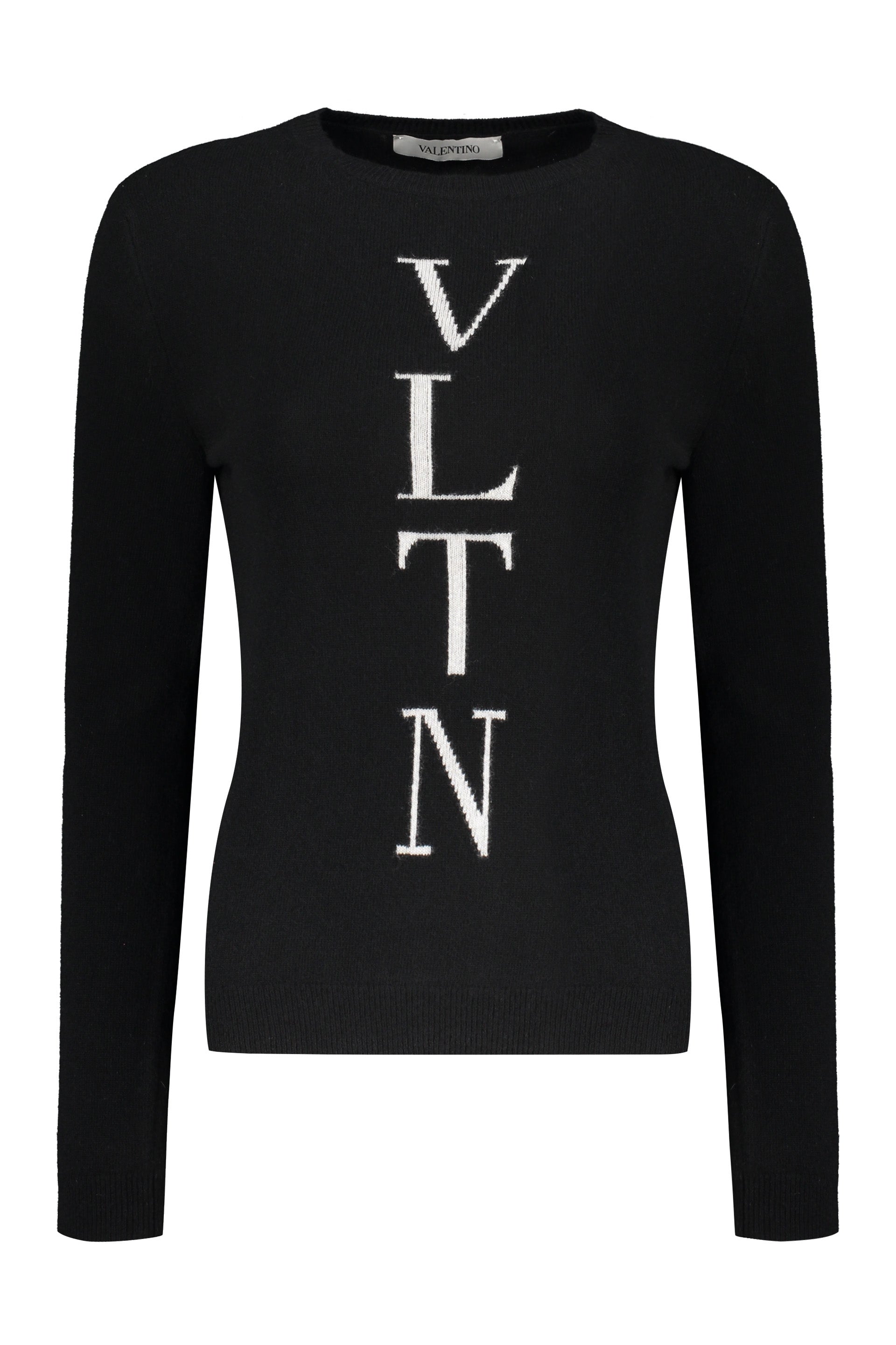 VALENTINO WOMEN'S BLACK WOOL CREWNECK SWEATER