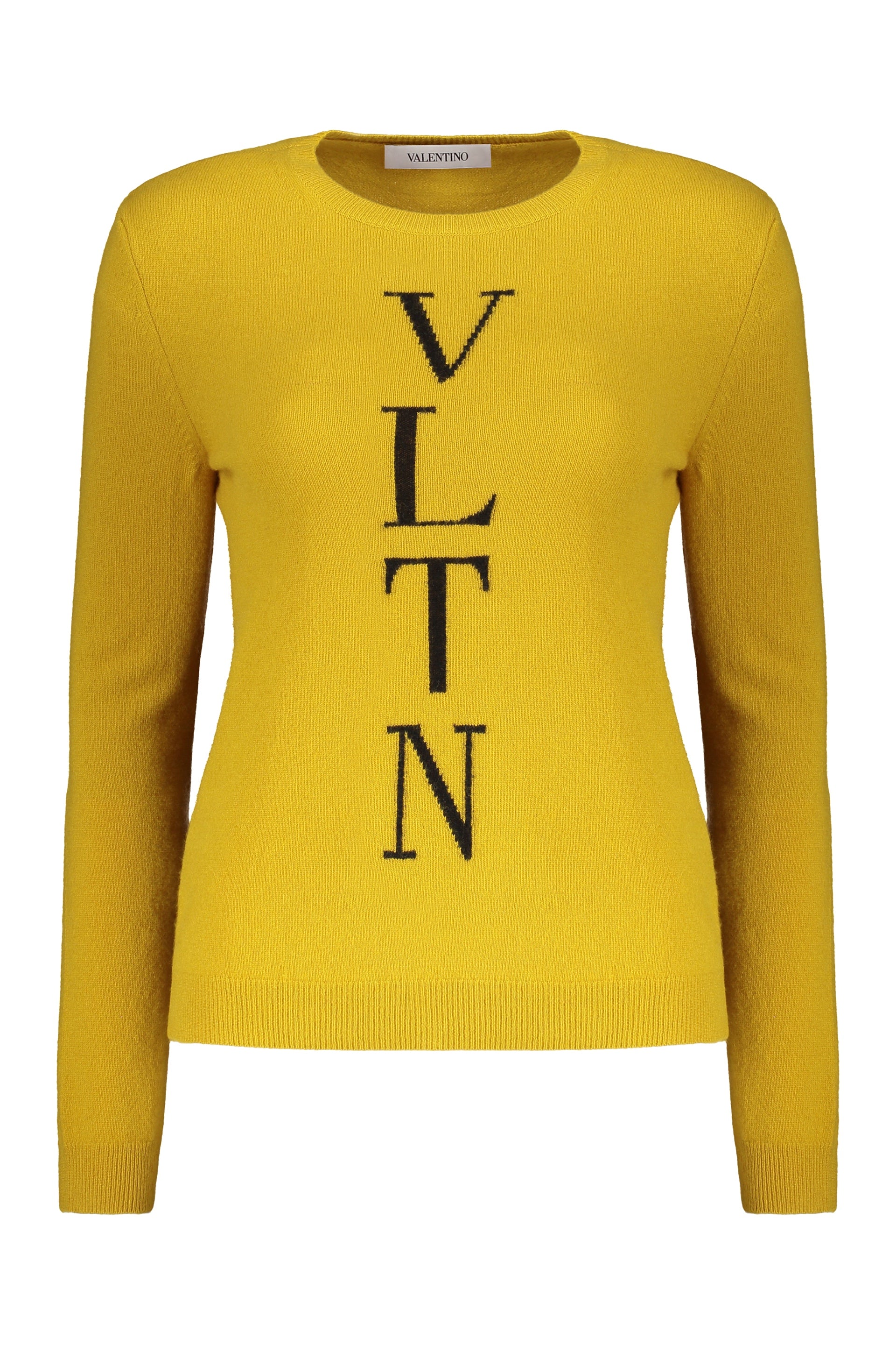 VALENTINO WOMEN'S MUSTARD WOOL CREWNECK SWEATER