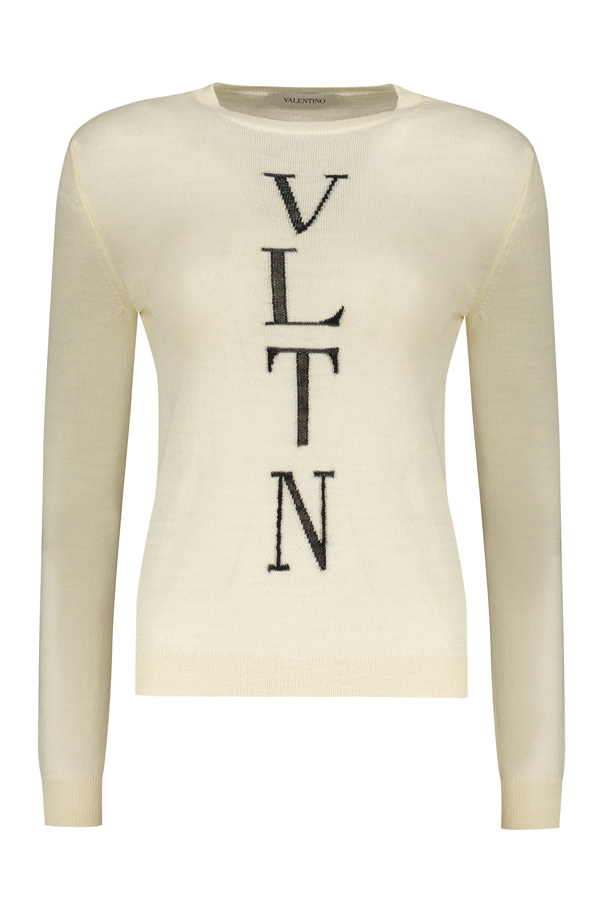 VALENTINO WOMEN'S IVORY WOOL CREWNECK SWEATER