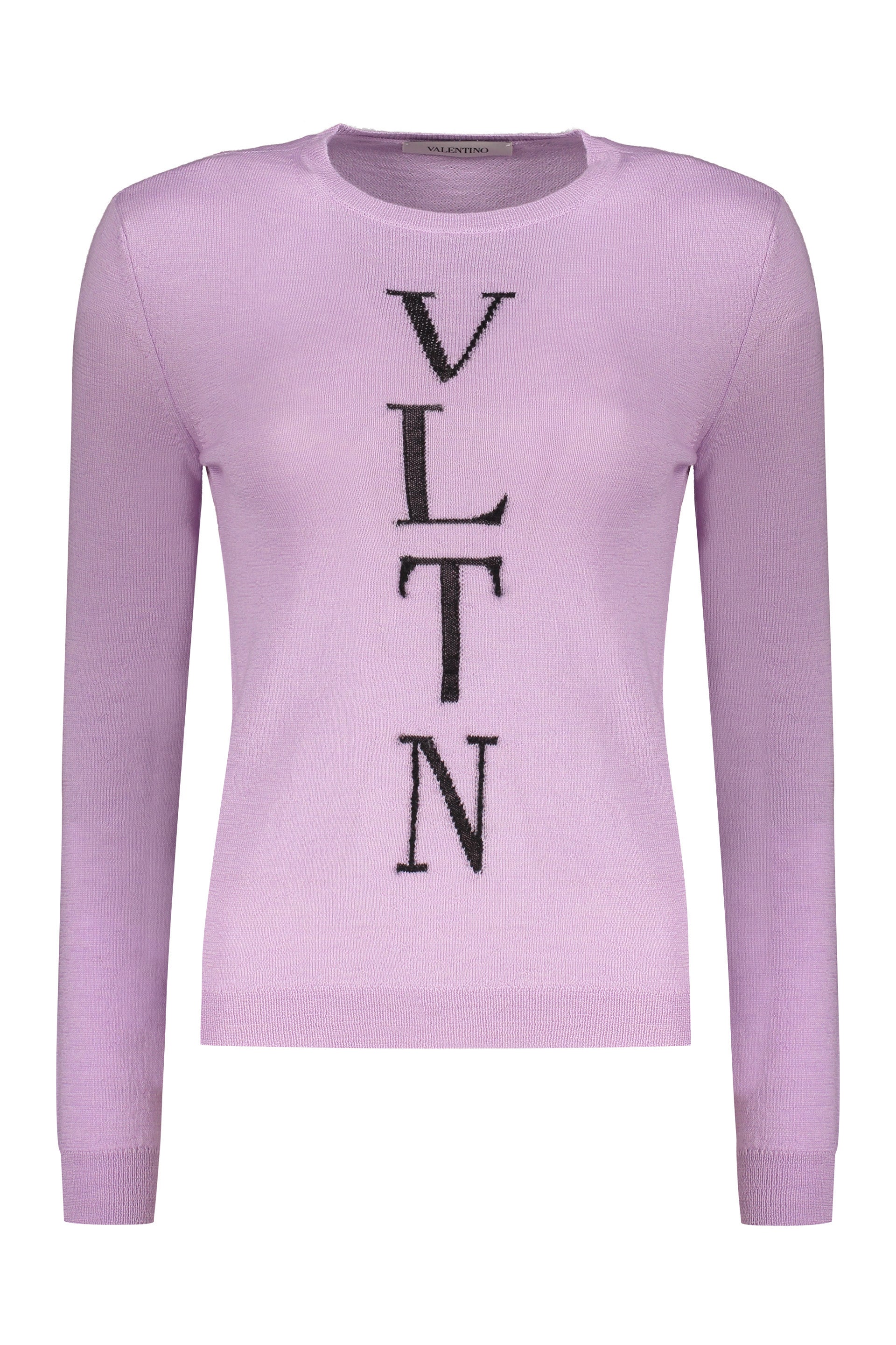 VALENTINO WOMEN'S LILAC WOOL CREWNECK SWEATER