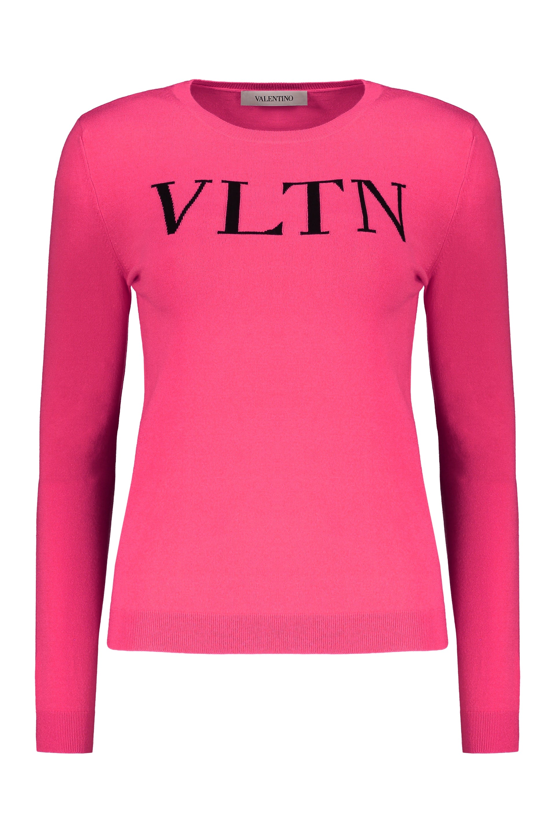 VALENTINO WOMEN'S BRIGHT PINK LOGO SWEATER