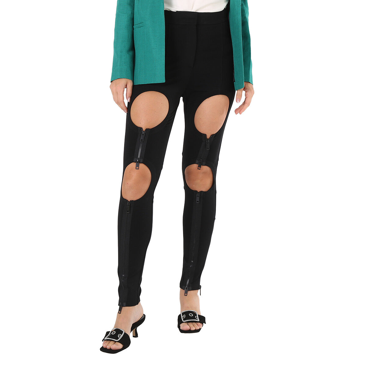 BURBERRY WOMEN'S BLACK CUTOUT ZIPPER TROUSERS