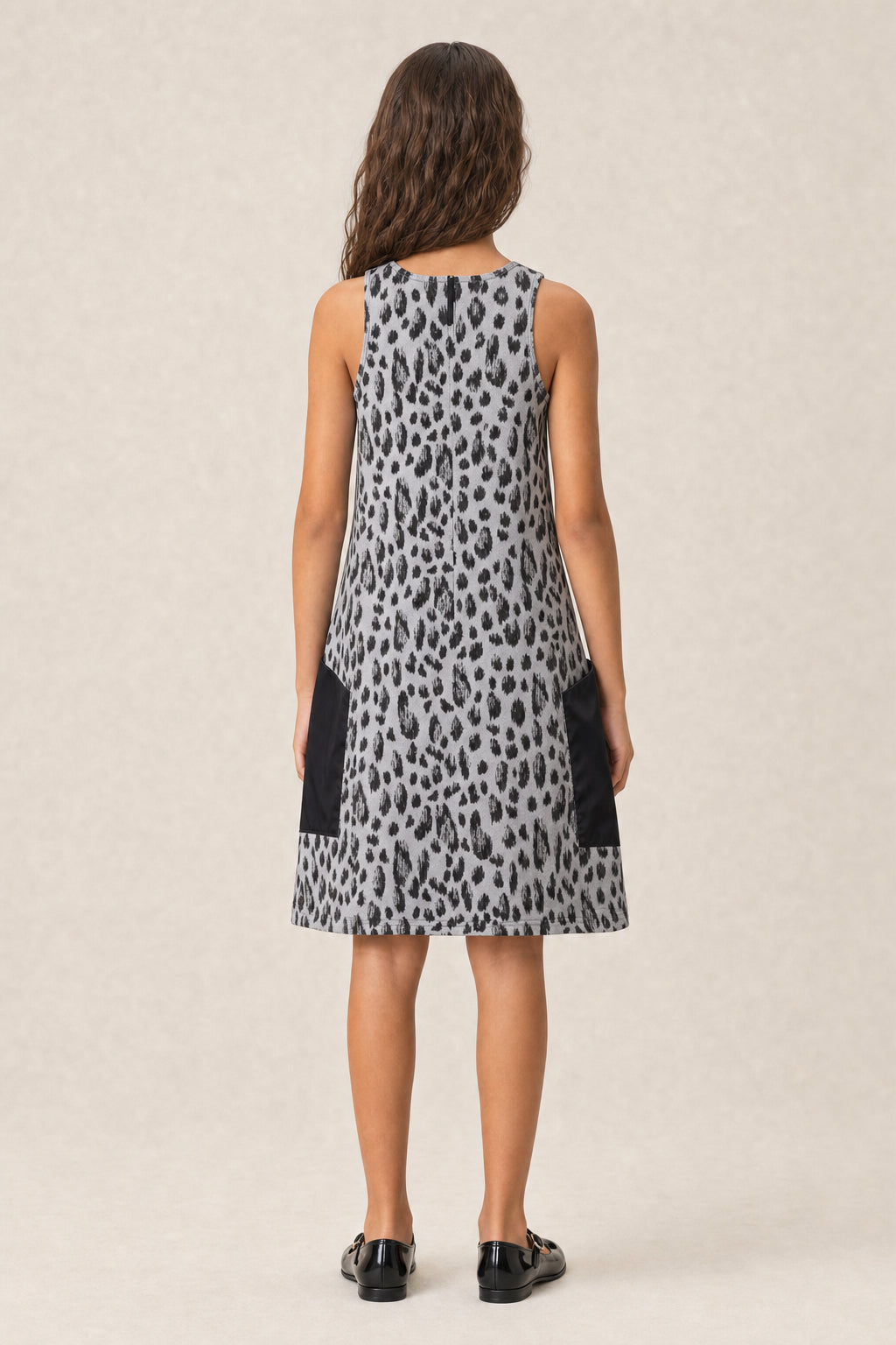 DIOR KIDS'S BLACK AND WHITE LEOPARD DRESS