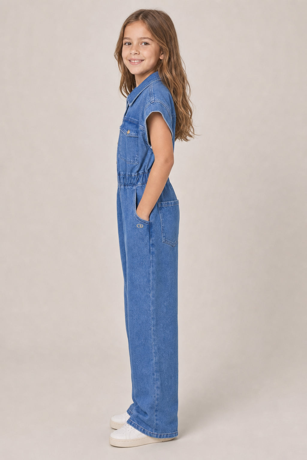DIOR KIDS'S BLUE DENIM JUMPSUIT