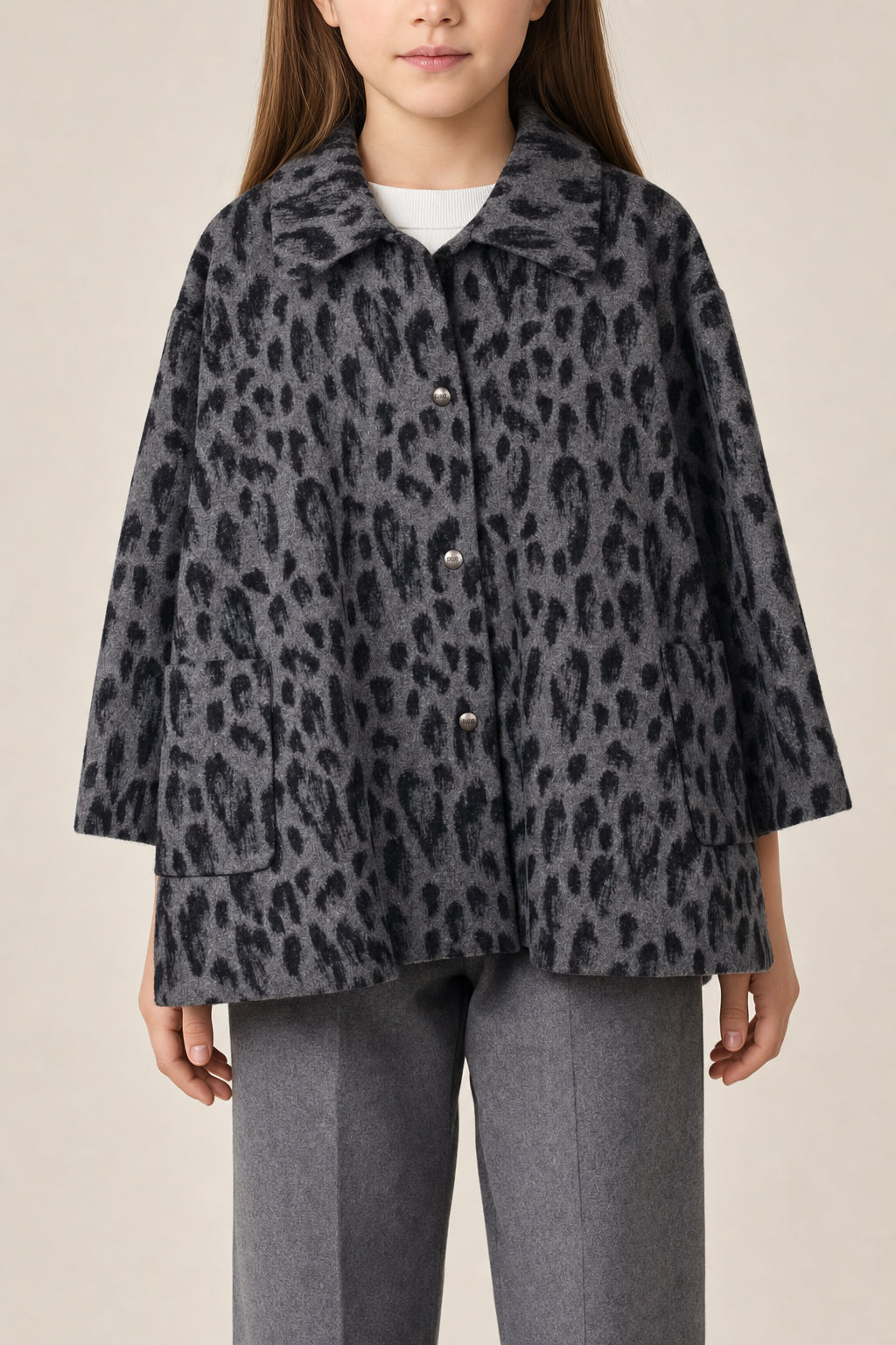 DIOR KIDS'S GREY PATTERNED WOOL JACKET