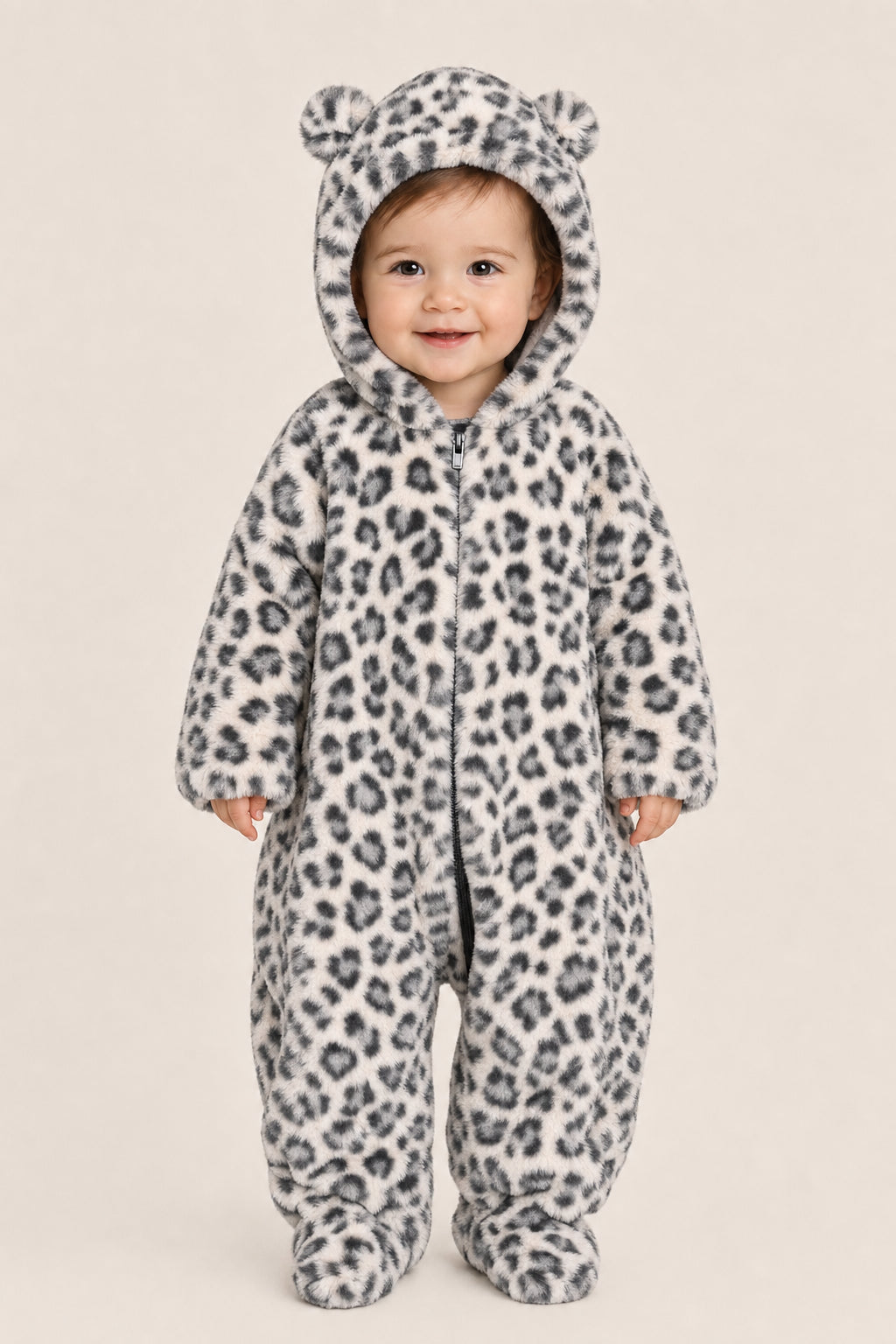 DIOR KIDS LEOPARD PRINT FLEECE ROMPER