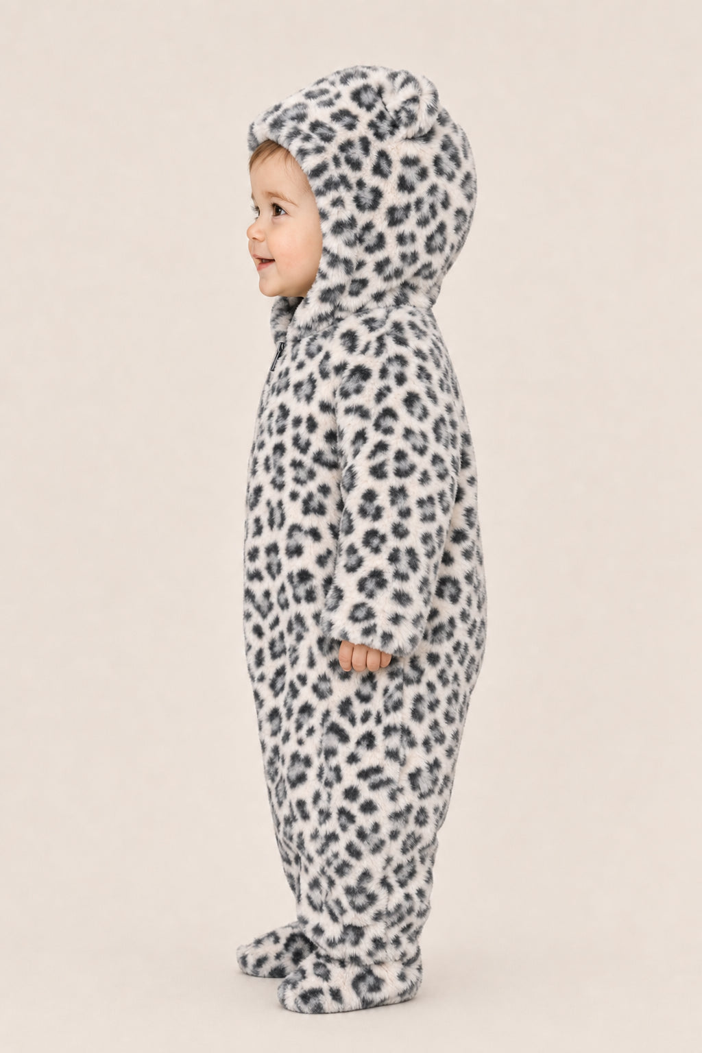 DIOR KIDS LEOPARD PRINT FLEECE ROMPER