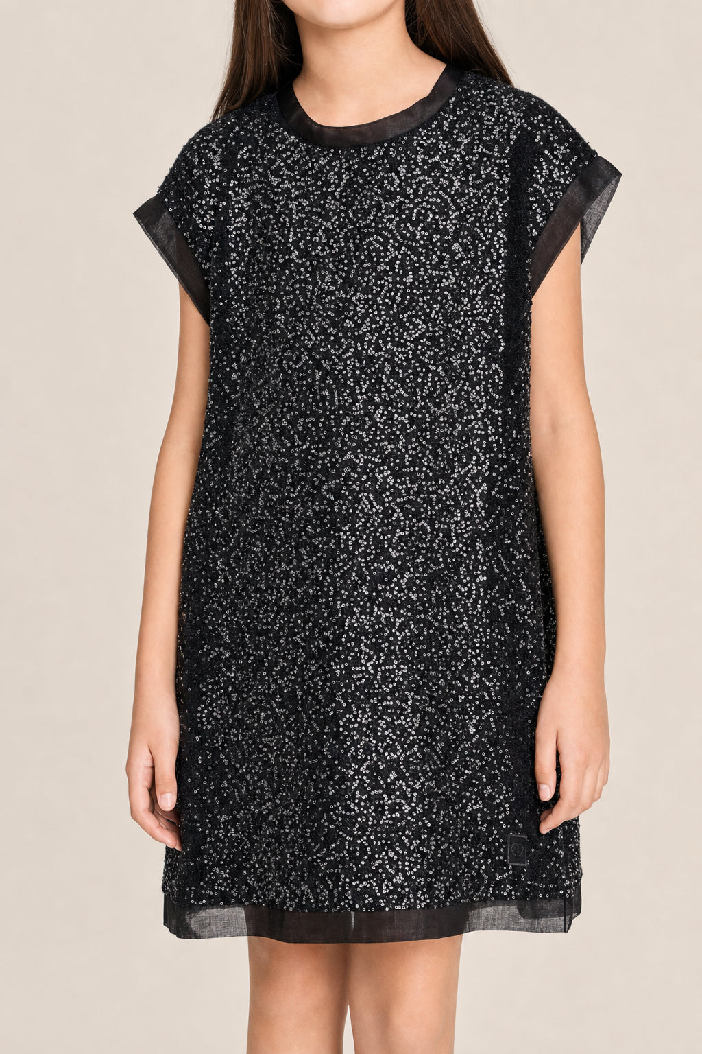 DIOR KIDS BLACK SEQUIN SHIFT DRESS