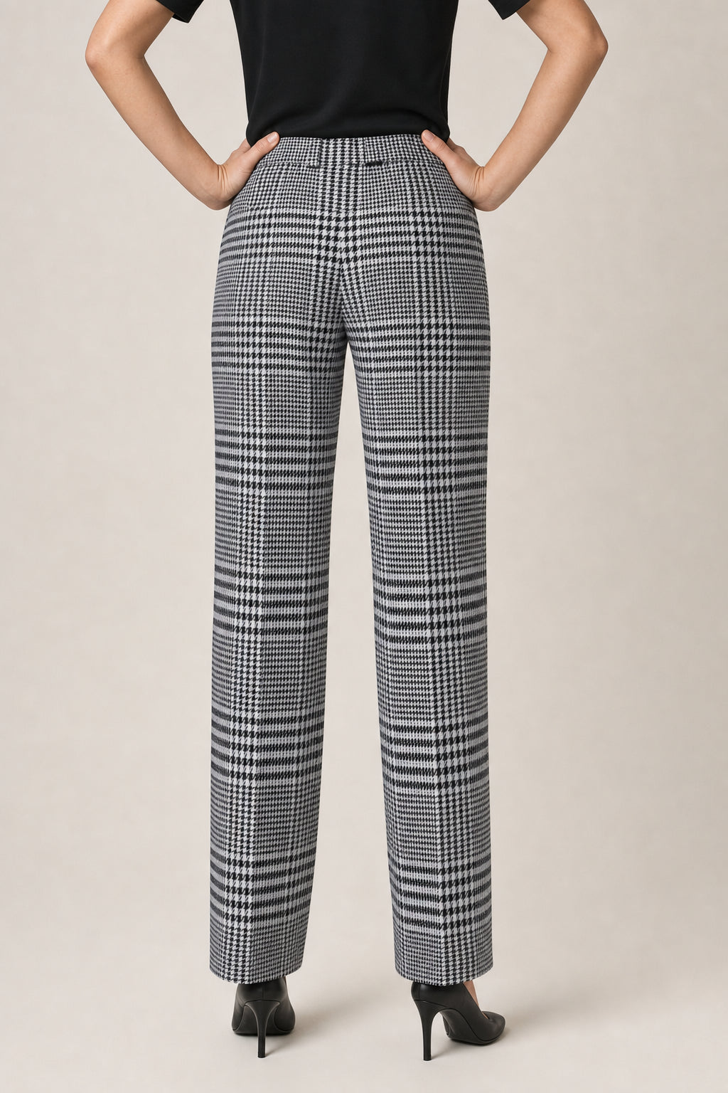 BURBERRY WOMEN'S HOUNDSTOOTH CHECK PATTERN WOOL TROUSERS NWT