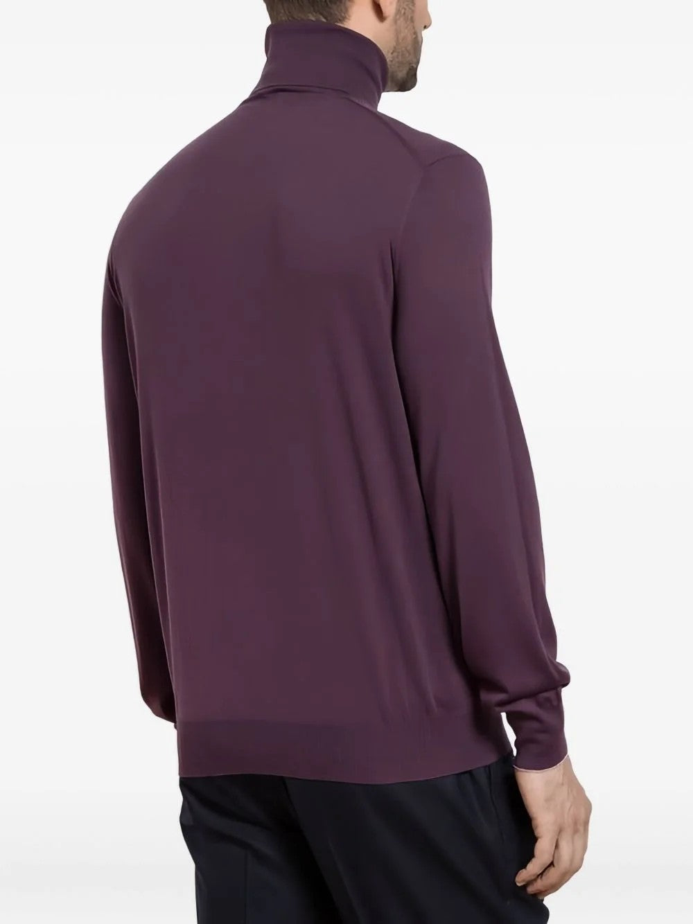 BRUNELLO CUCINELLI MEN'S PLUM TURTLENECK KNIT SWEATER