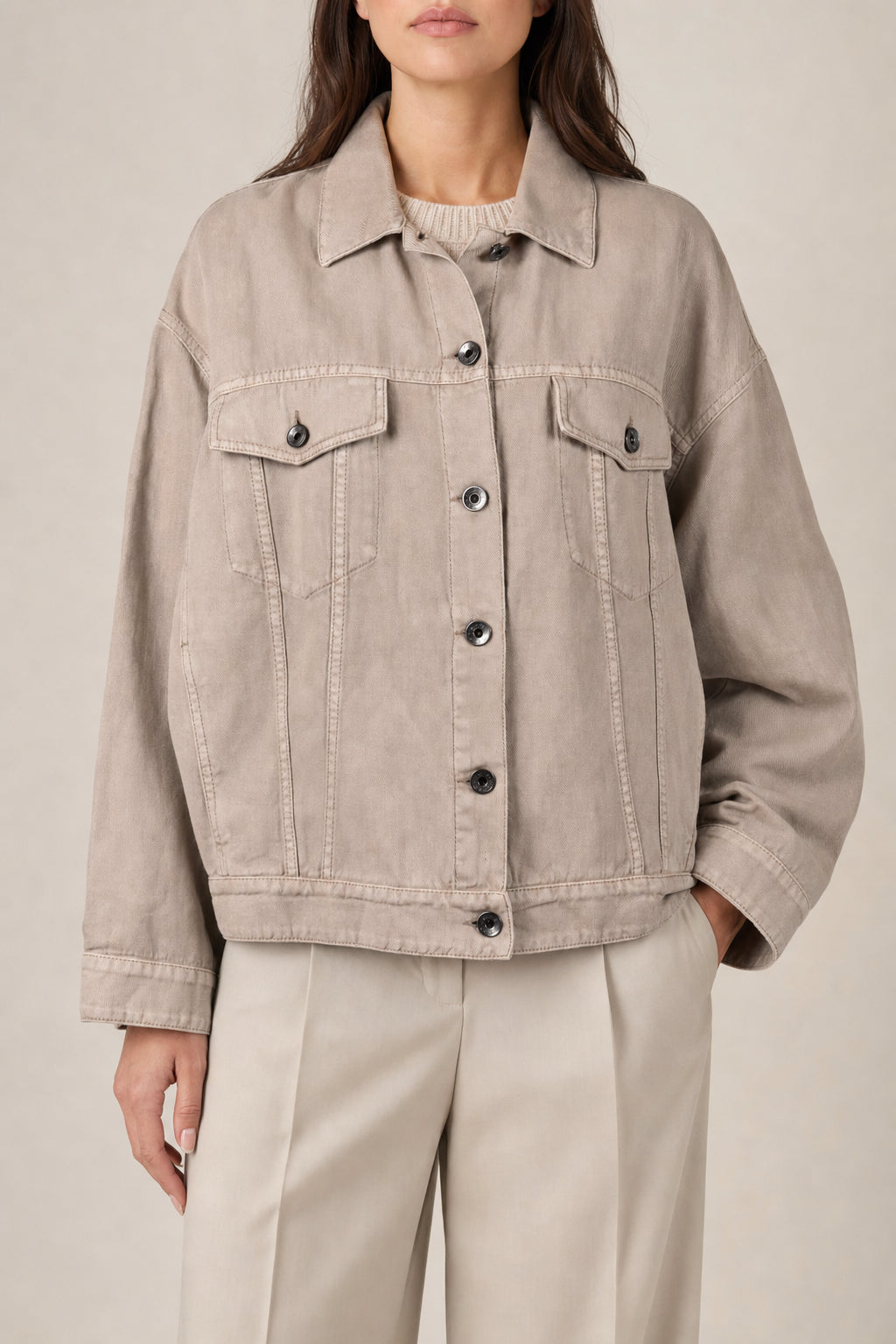 BRUNELLO CUCINELLI WOMEN'S WHEAT STALK COTTON LINEN JACKET