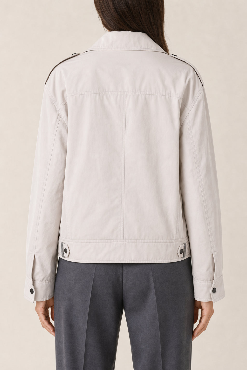 BRUNELLO CUCINELLI WOMEN'S OFF WHITE BIKER JACKET