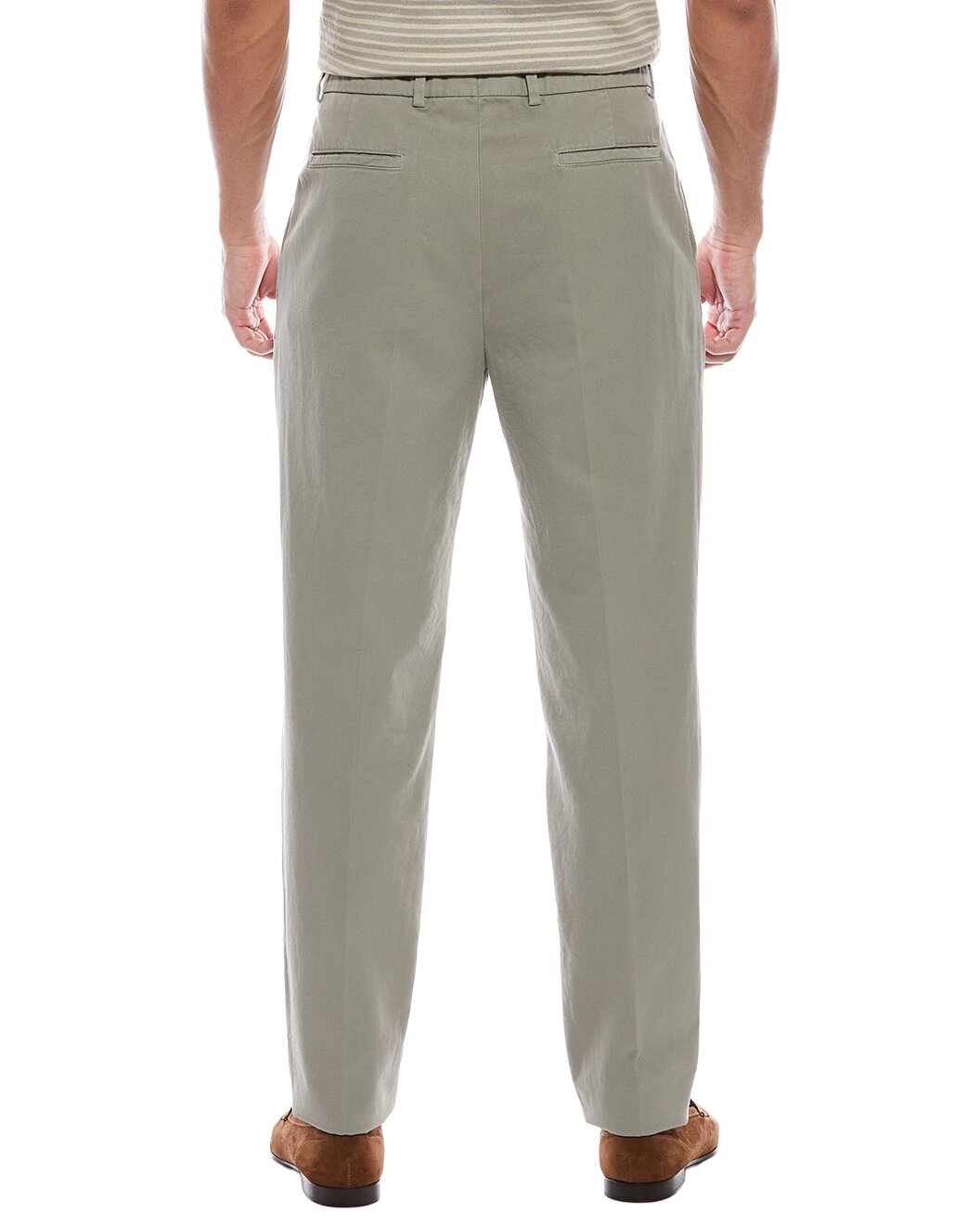 BRUNELLO CUCINELLI MEN'S LIGHT GREEN PLEATED TROUSERS
