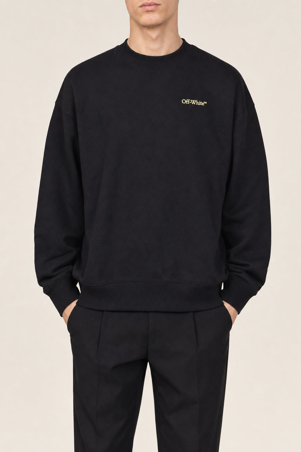 OFF-WHITE MEN'S BLACK COTTON SWEATSHIRT