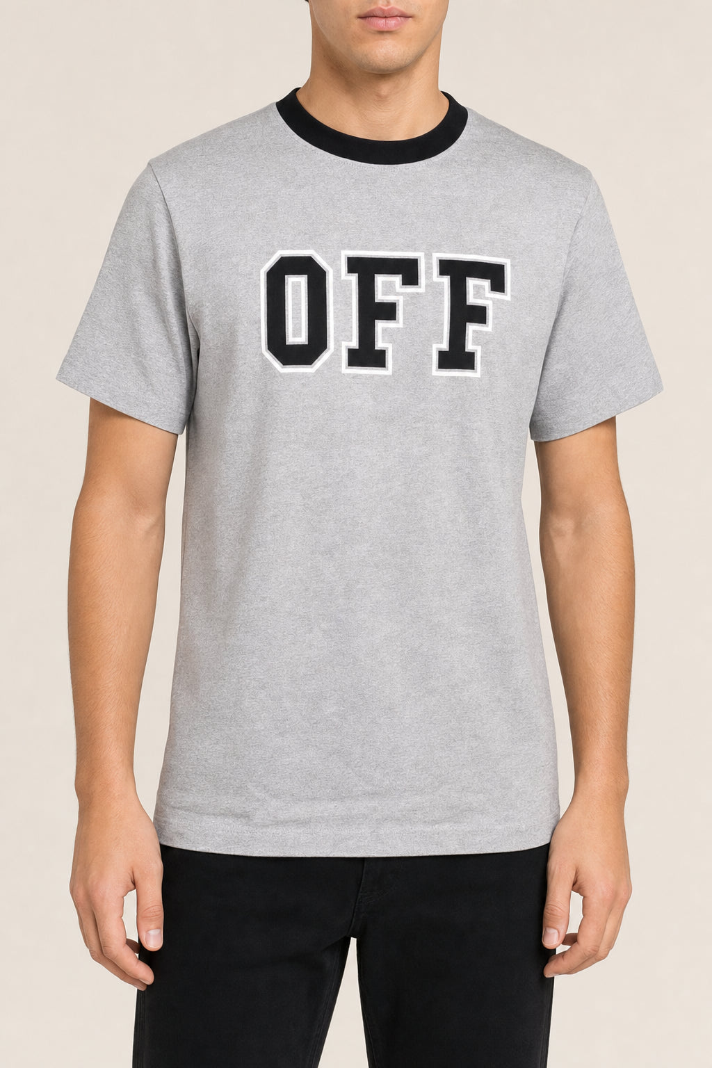 OFF-WHITE MEN'S HEATHER GREY COTTON SHIRT