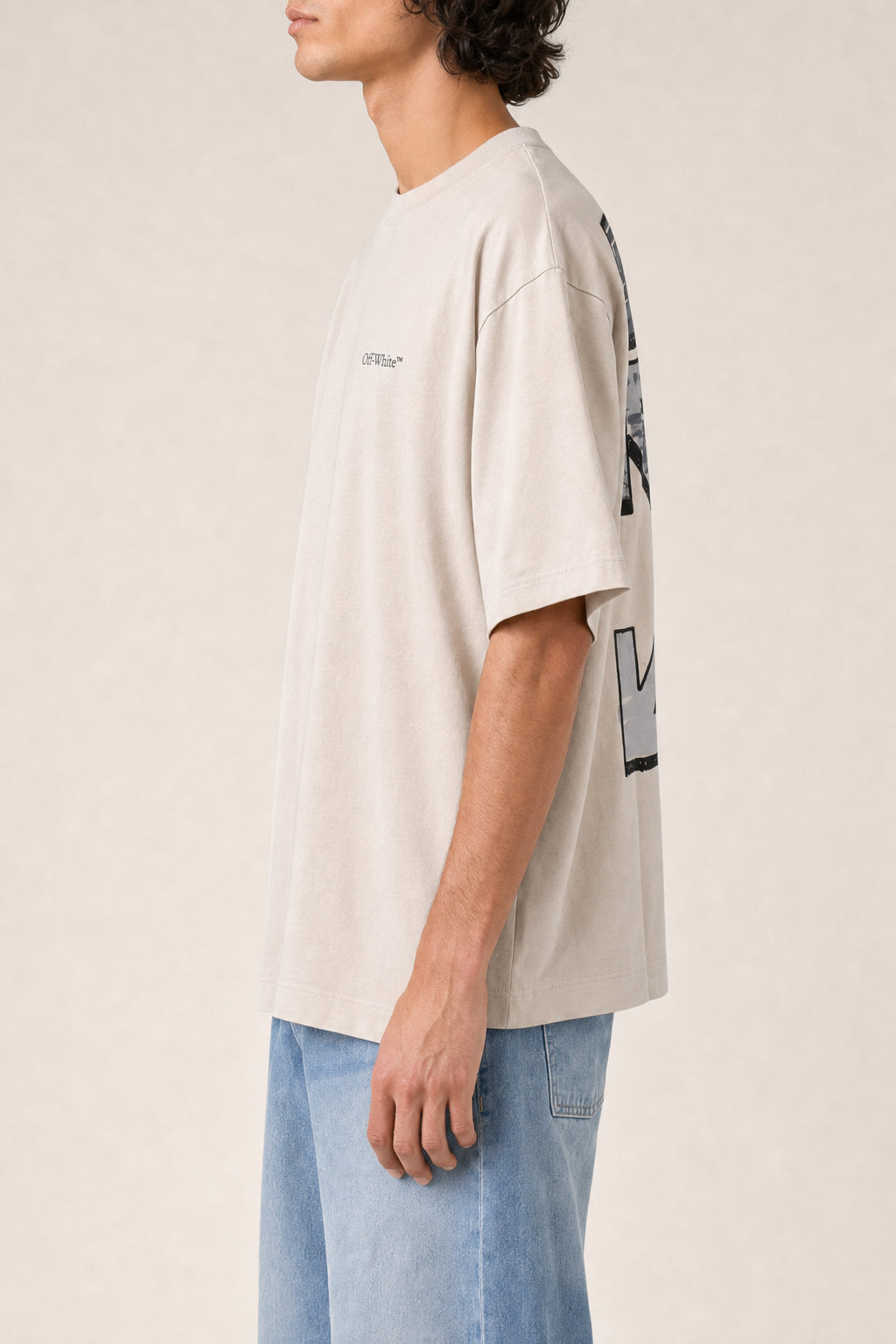 OFF-WHITE MEN'S SILVER LINING COTTON JERSEY SHIRT