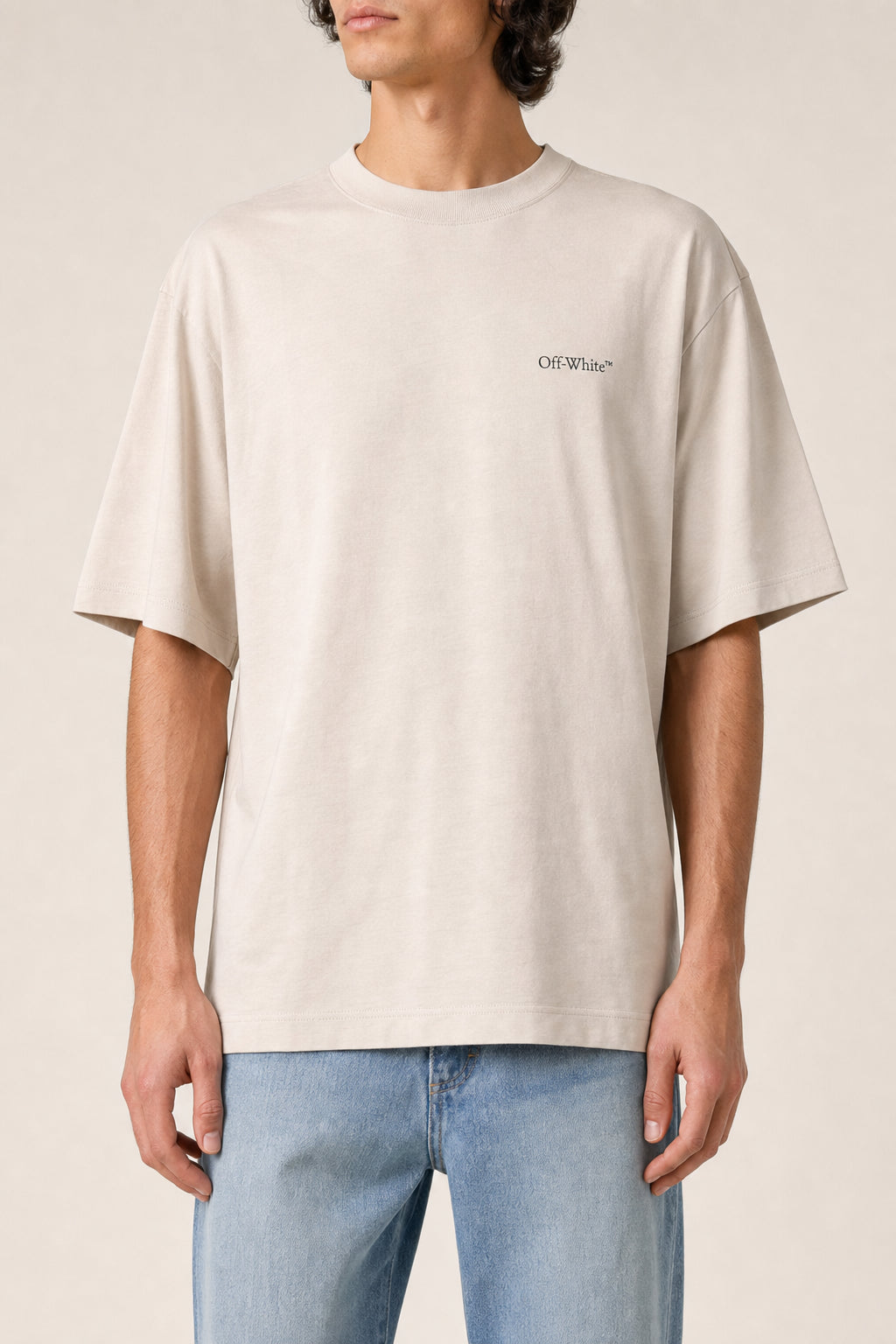 OFF-WHITE MEN'S SILVER LINING COTTON JERSEY SHIRT