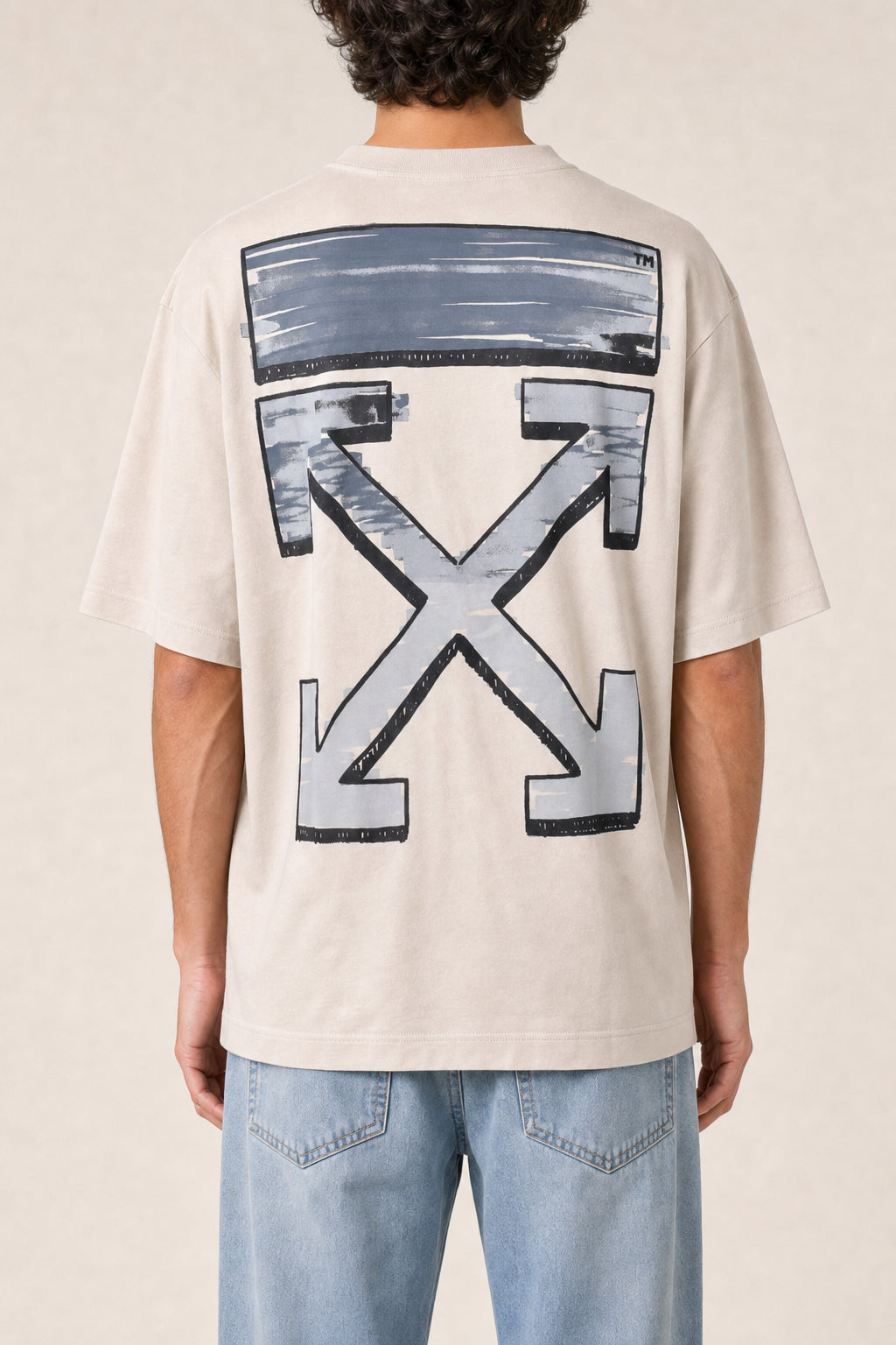 OFF-WHITE MEN'S SILVER LINING COTTON JERSEY SHIRT
