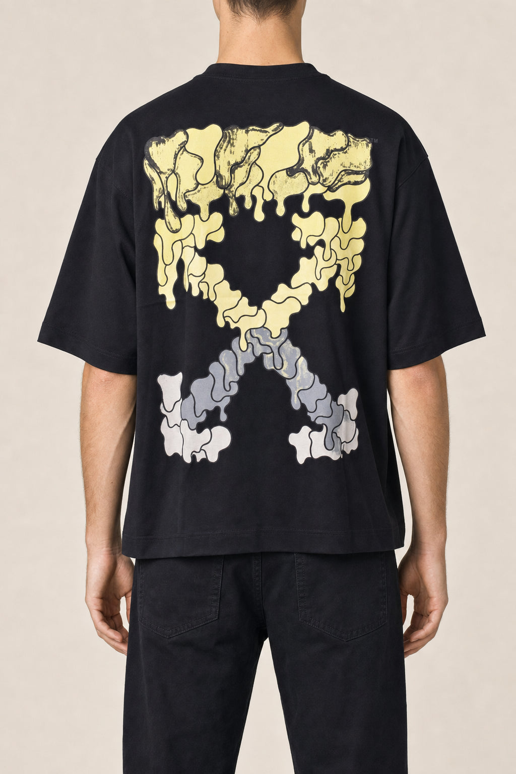 OFF-WHITE MEN'S BLACK COTTON OVERSIZED SHIRT