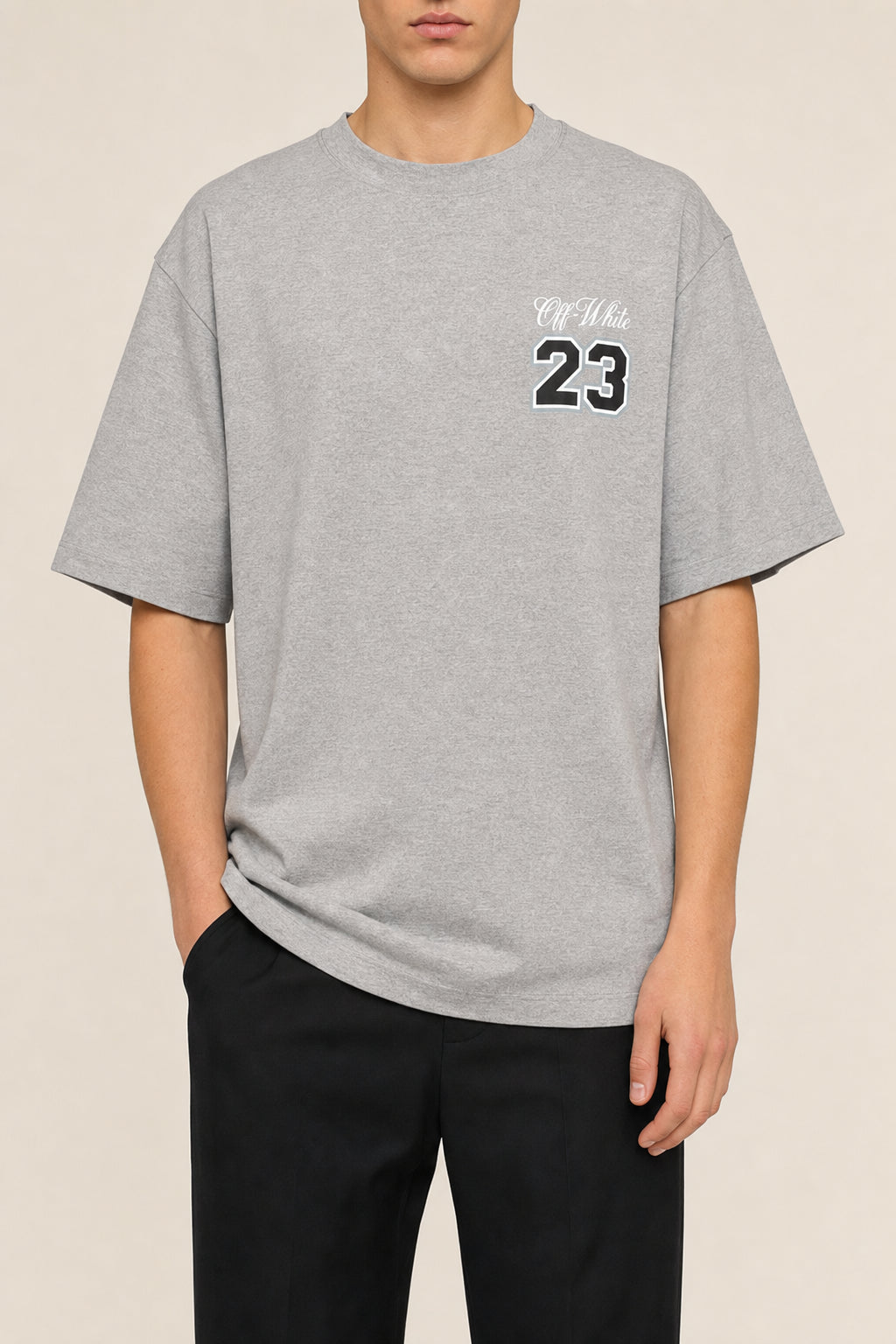 OFF-WHITE MEN'S SKATE FIT VARSITY GRAY SHORT SLEEVE TEE SHIRT NWT MSRP $445.00