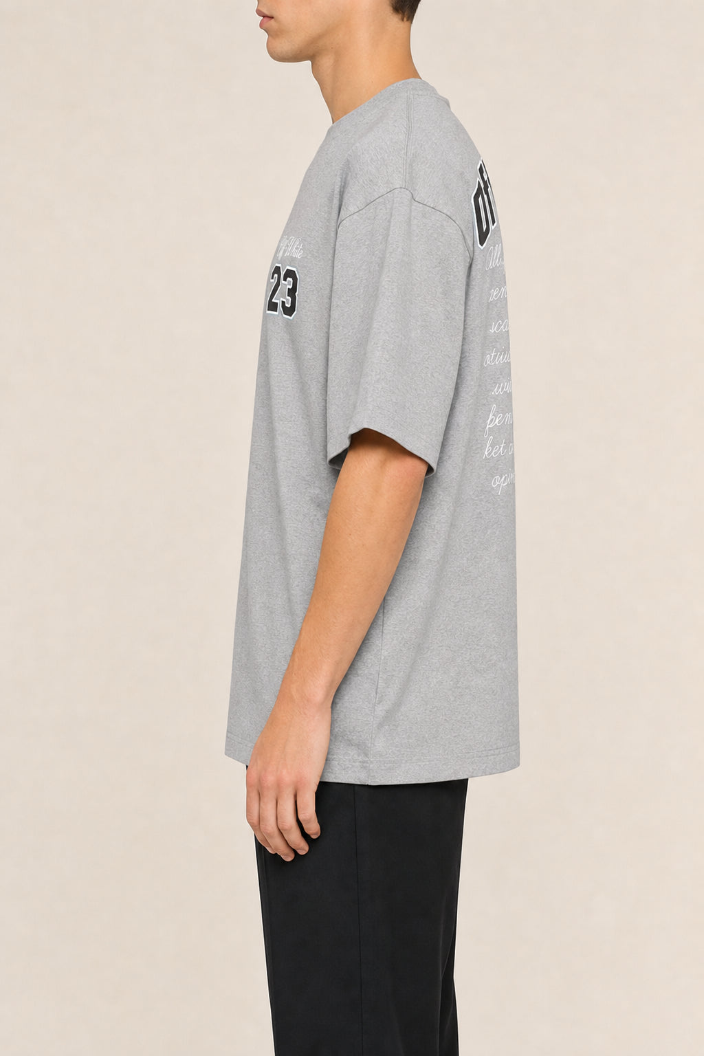 OFF-WHITE MEN'S SKATE FIT VARSITY GRAY SHORT SLEEVE TEE SHIRT NWT MSRP $445.00
