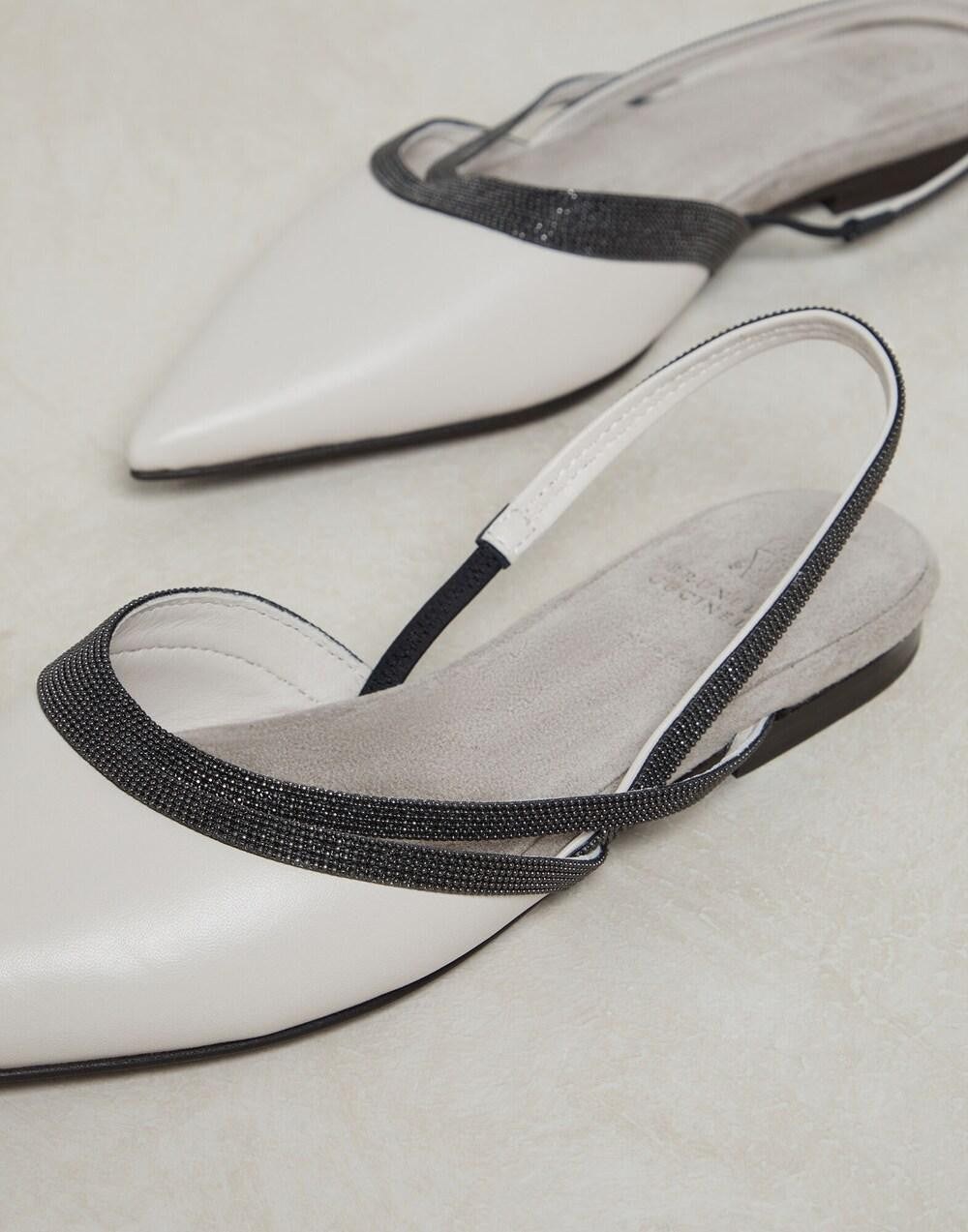 BRUNELLO CUCINELLI WOMEN'S NEW LAMB LEATHER SLINGBACK SHOES
