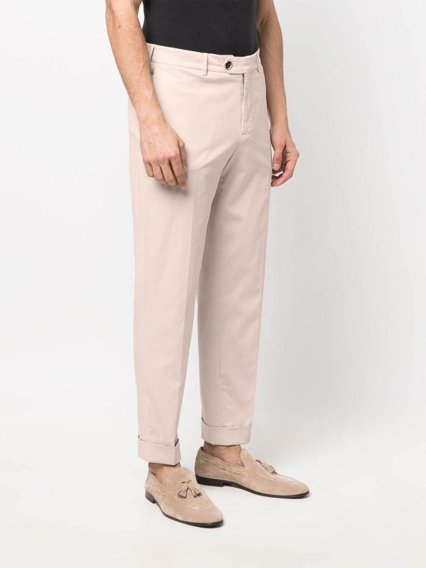 BRUNELLO CUCINELLI MEN'S LIGHT BEIGE TAILORED TROUSERS