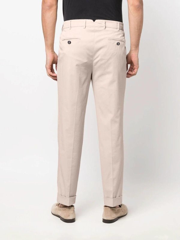 BRUNELLO CUCINELLI MEN'S LIGHT BEIGE TAILORED TROUSERS