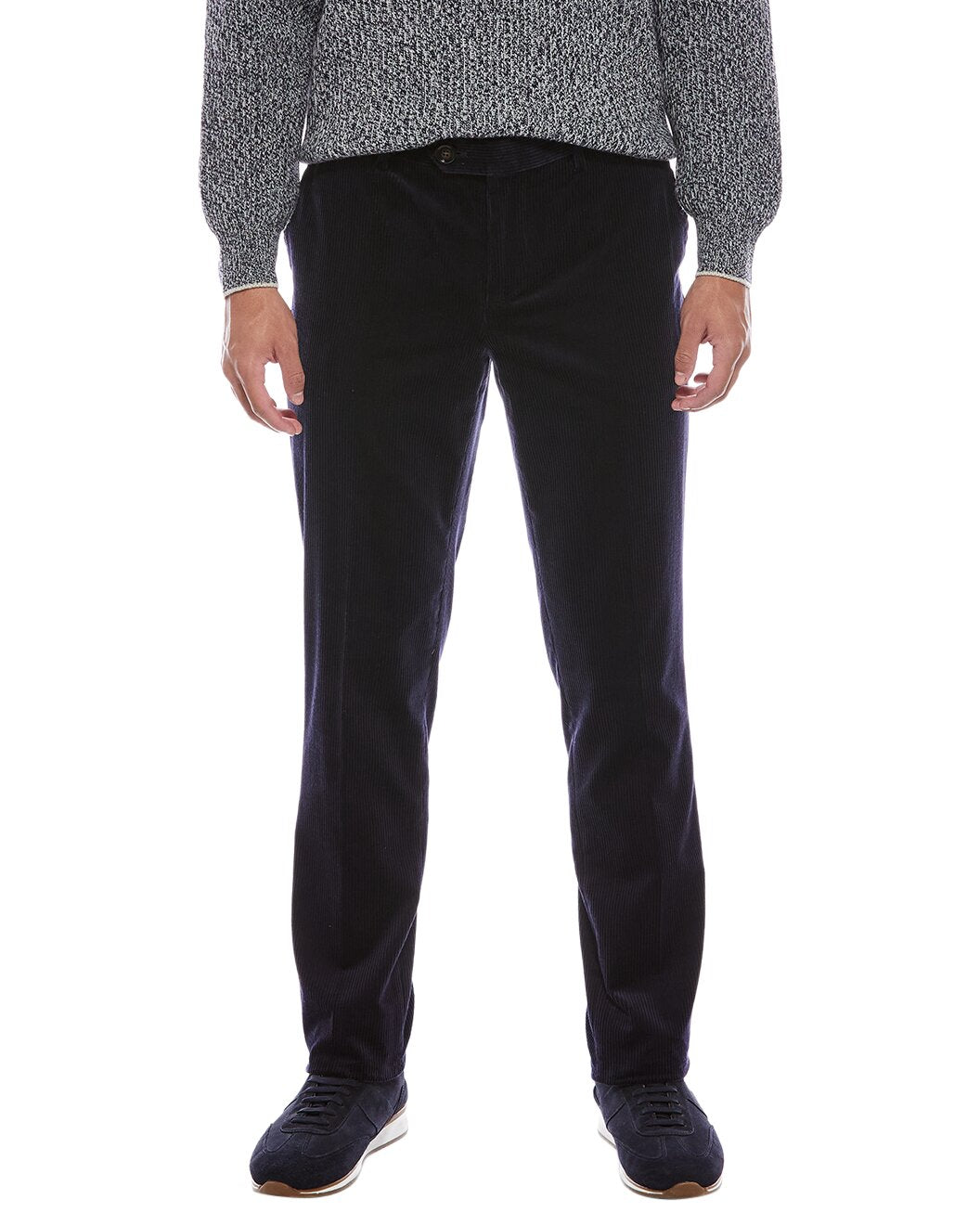 BRUNELLO CUCINELLI MEN'S NAVY COTTON CORDUROY STRAIGHT LEG TROUSERS