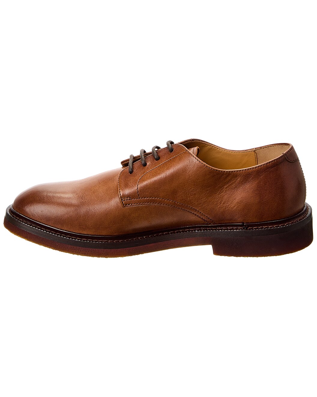 BRUNELLO CUCINELLI MEN'S BARK LEATHER DERBY SHOE