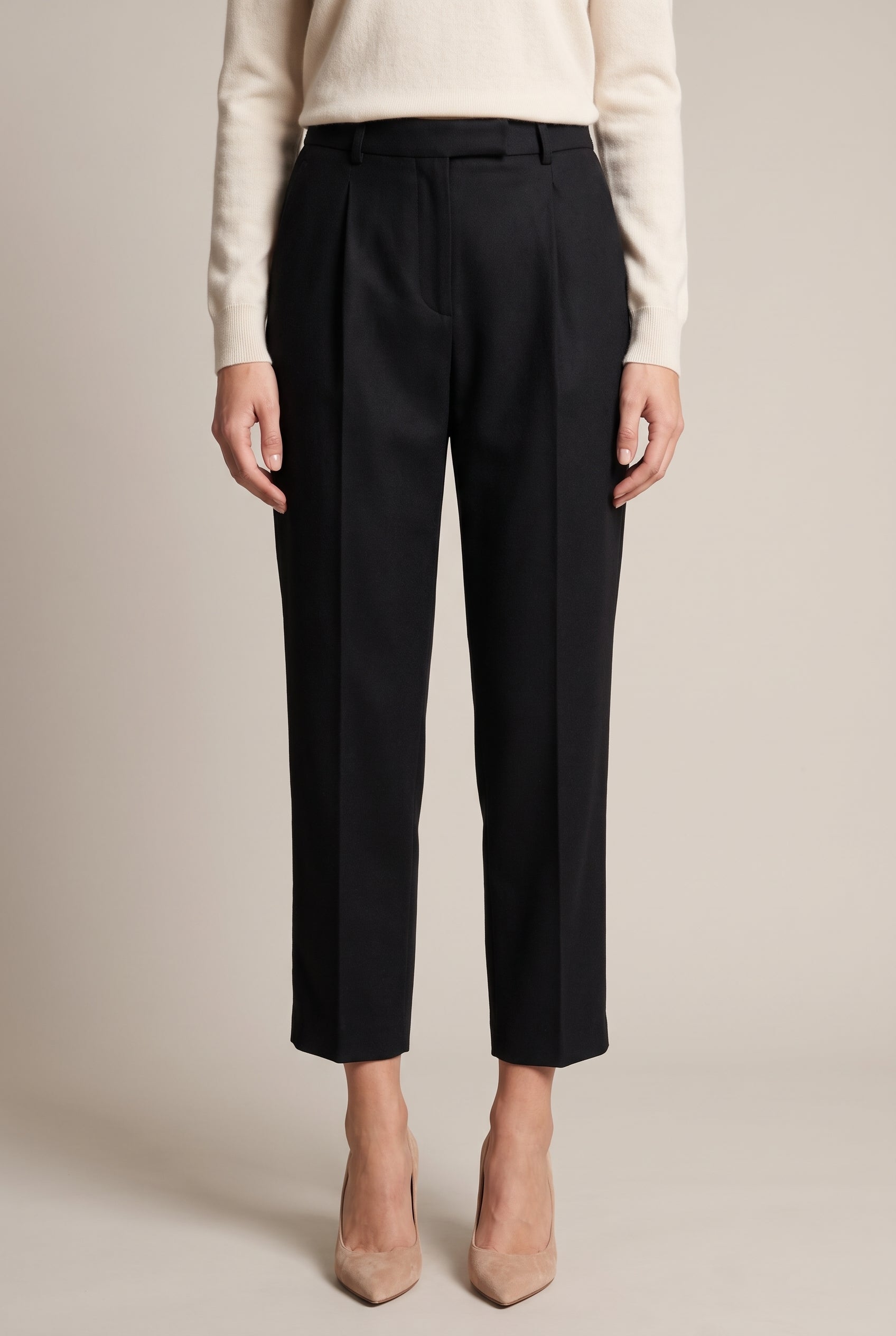 BRUNELLO CUCINELLI WOMEN'S BLUE WOOL BLEND TROUSERS