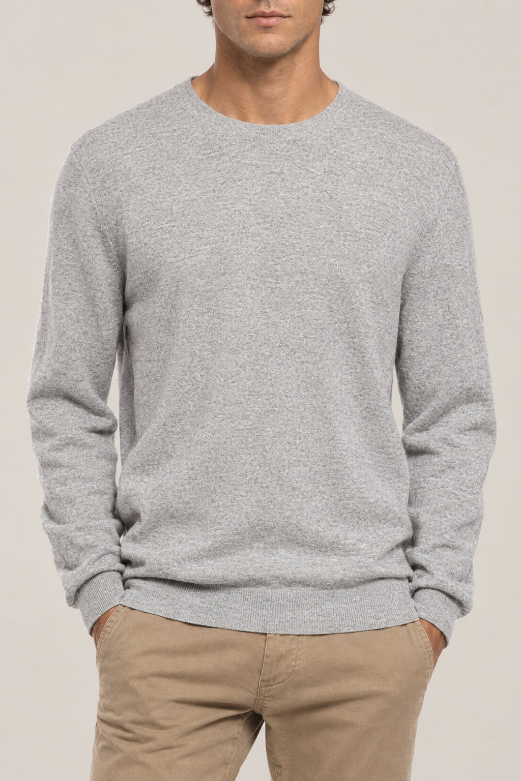 BRUNELLO CUCINELLI MEN'S PEBBLE SAND WOOL SWEATER