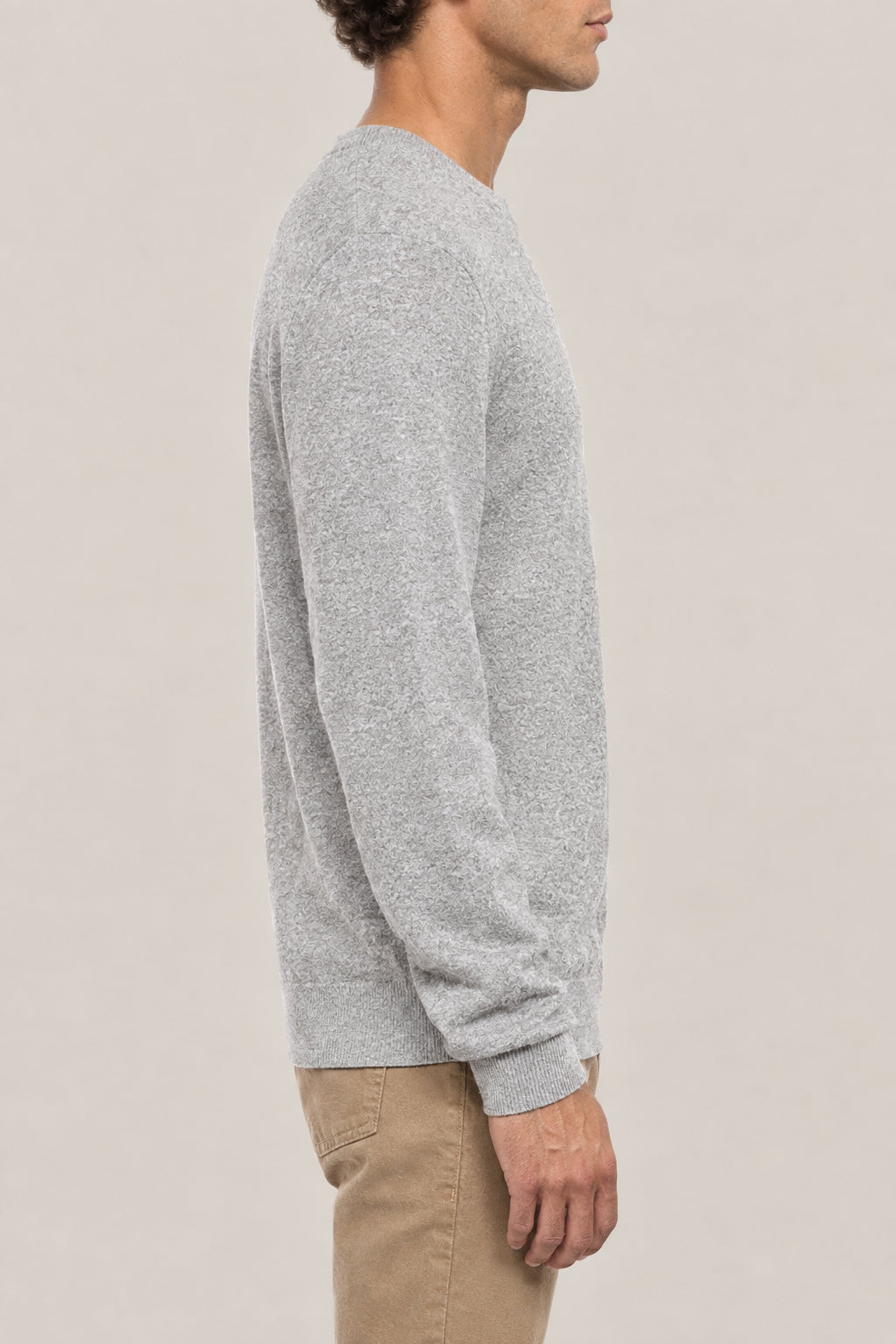 BRUNELLO CUCINELLI MEN'S PEBBLE SAND WOOL SWEATER