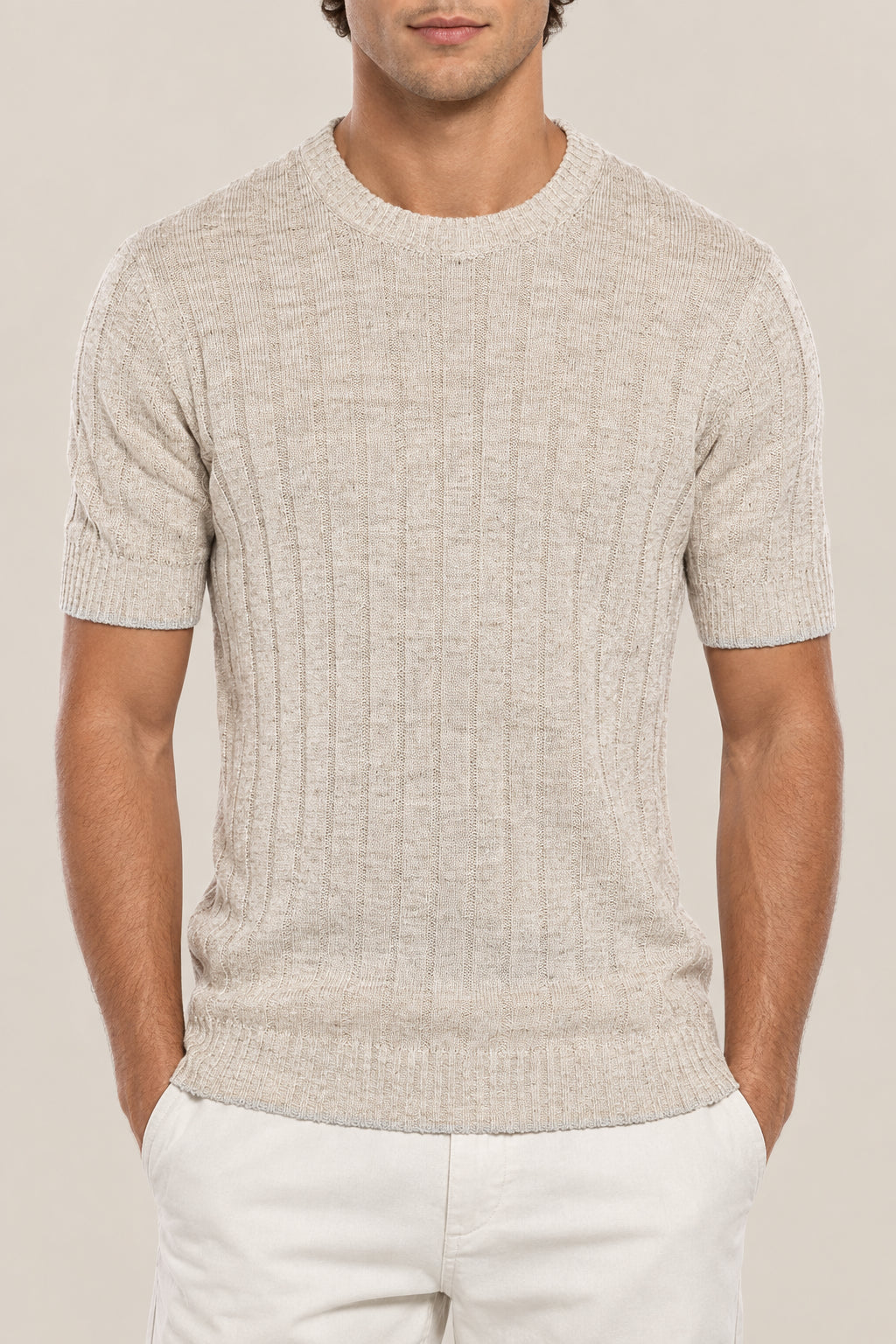 BRUNELLO CUCINELLI MEN'S JUTE LINEN COTTON SWEATER