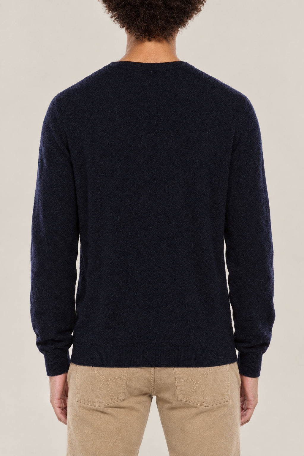 BRUNELLO CUCINELLI MEN'S NAVY WOOL CREWNECK SWEATER