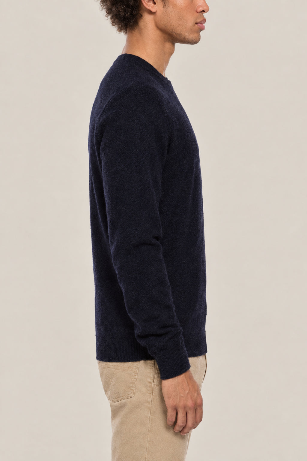 BRUNELLO CUCINELLI MEN'S NAVY WOOL CREWNECK SWEATER