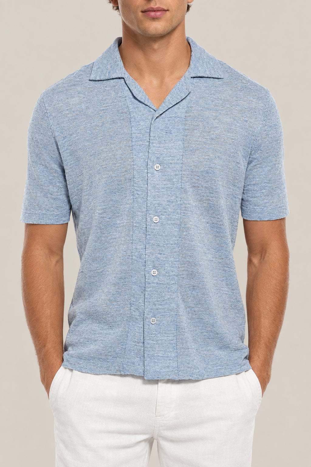 BRUNELLO CUCINELLI MEN'S CELESTE LINEN COTTON SWEATER