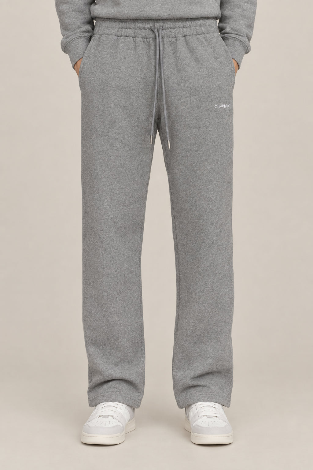 OFF-WHITE MEN'S HEATHER GREY COTTON SWEATPANTS