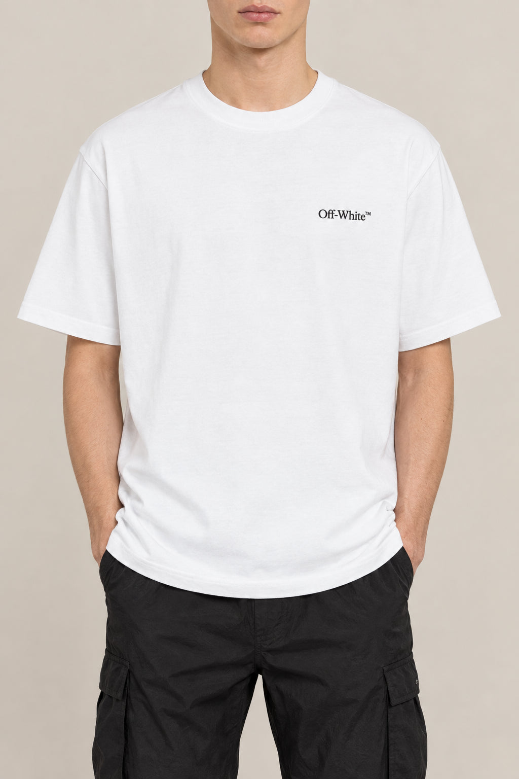 OFF-WHITE MEN'S WHITE COTTON OVERSIZED SHIRT