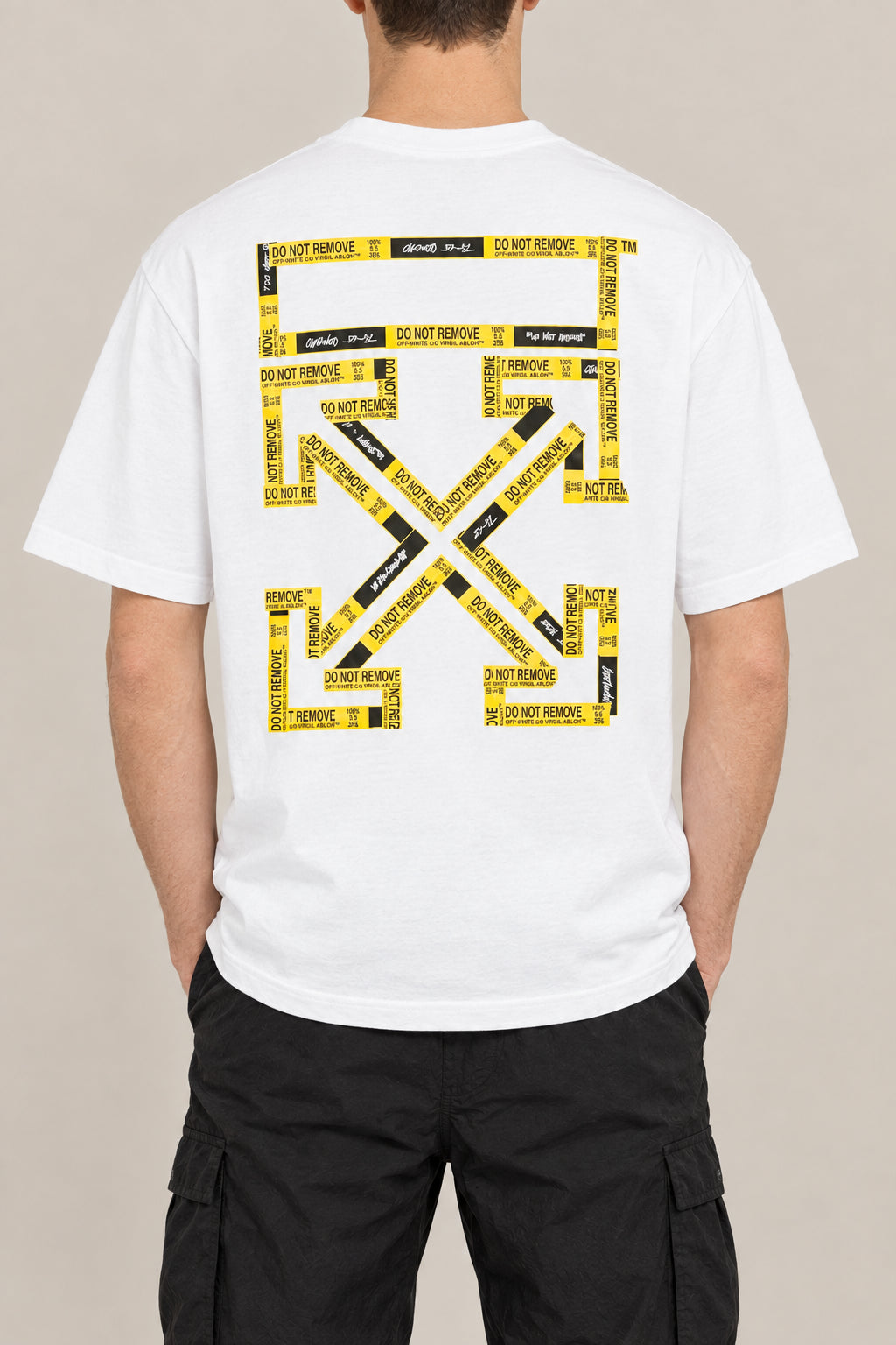 OFF-WHITE MEN'S WHITE COTTON OVERSIZED SHIRT