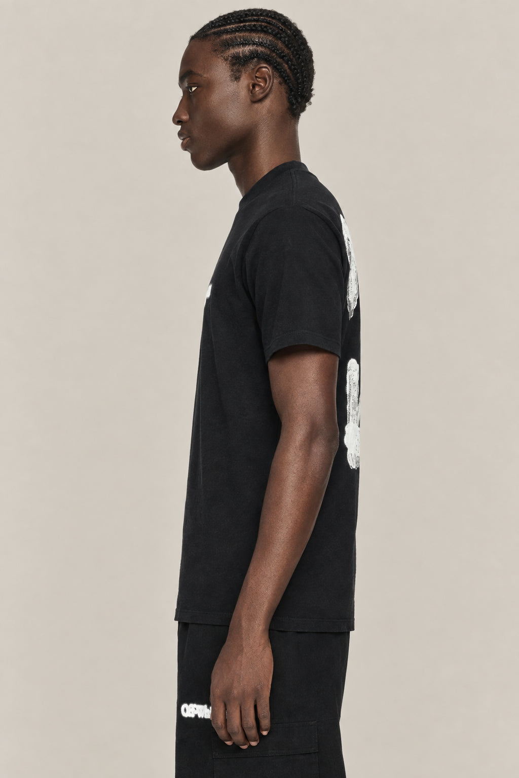 OFF-WHITE MEN'S BLACK COTTON SPRAY PRINT SHIRT