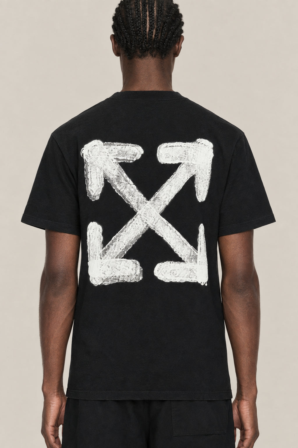 OFF-WHITE MEN'S BLACK COTTON SPRAY PRINT SHIRT